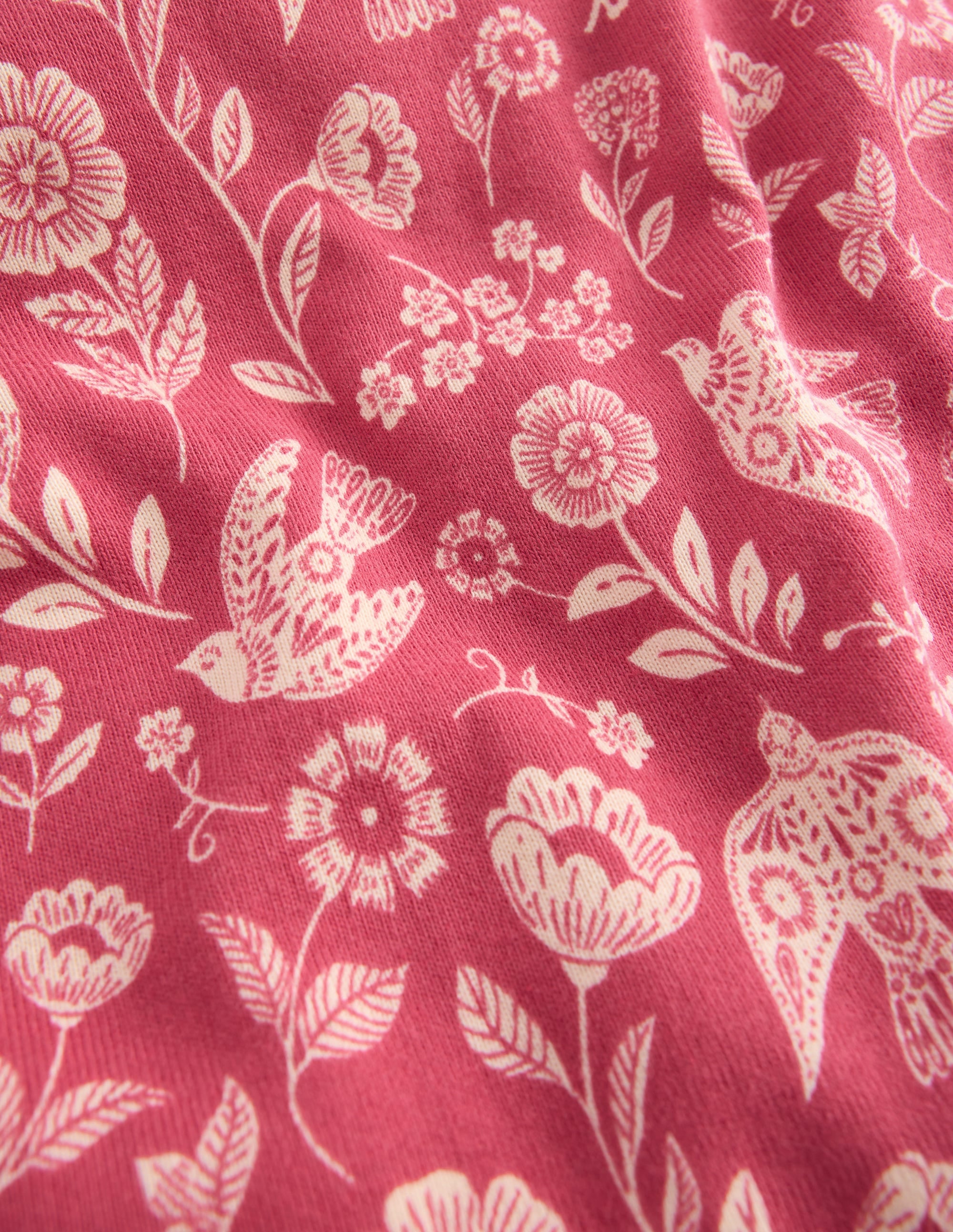 Snug Long John Pajamas-Bird Floral - Image 3