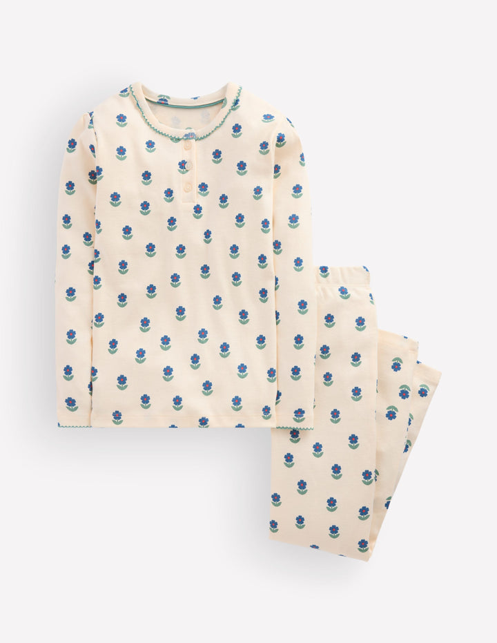 Snug Henley Pajamas-Ivory Floral