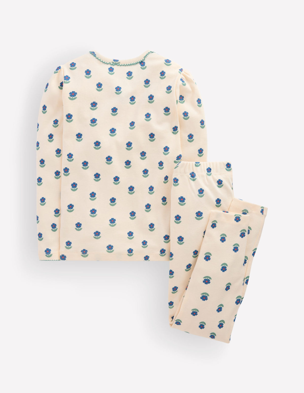 Snug Henley Pajamas-Ivory Floral - Image 2