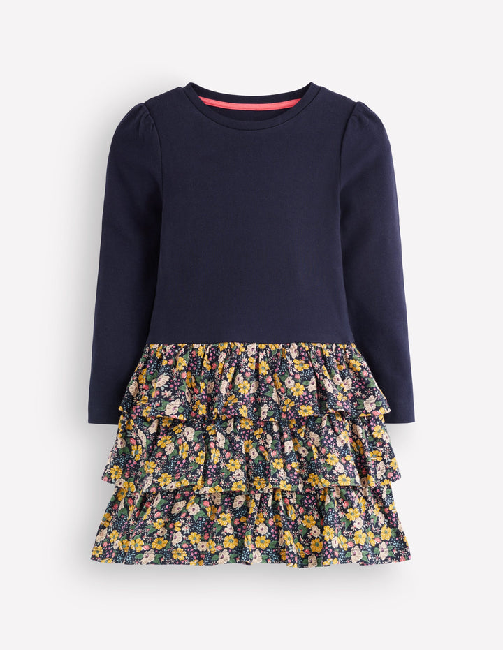 Cora Jersey RaRa Dress-Blue Floral