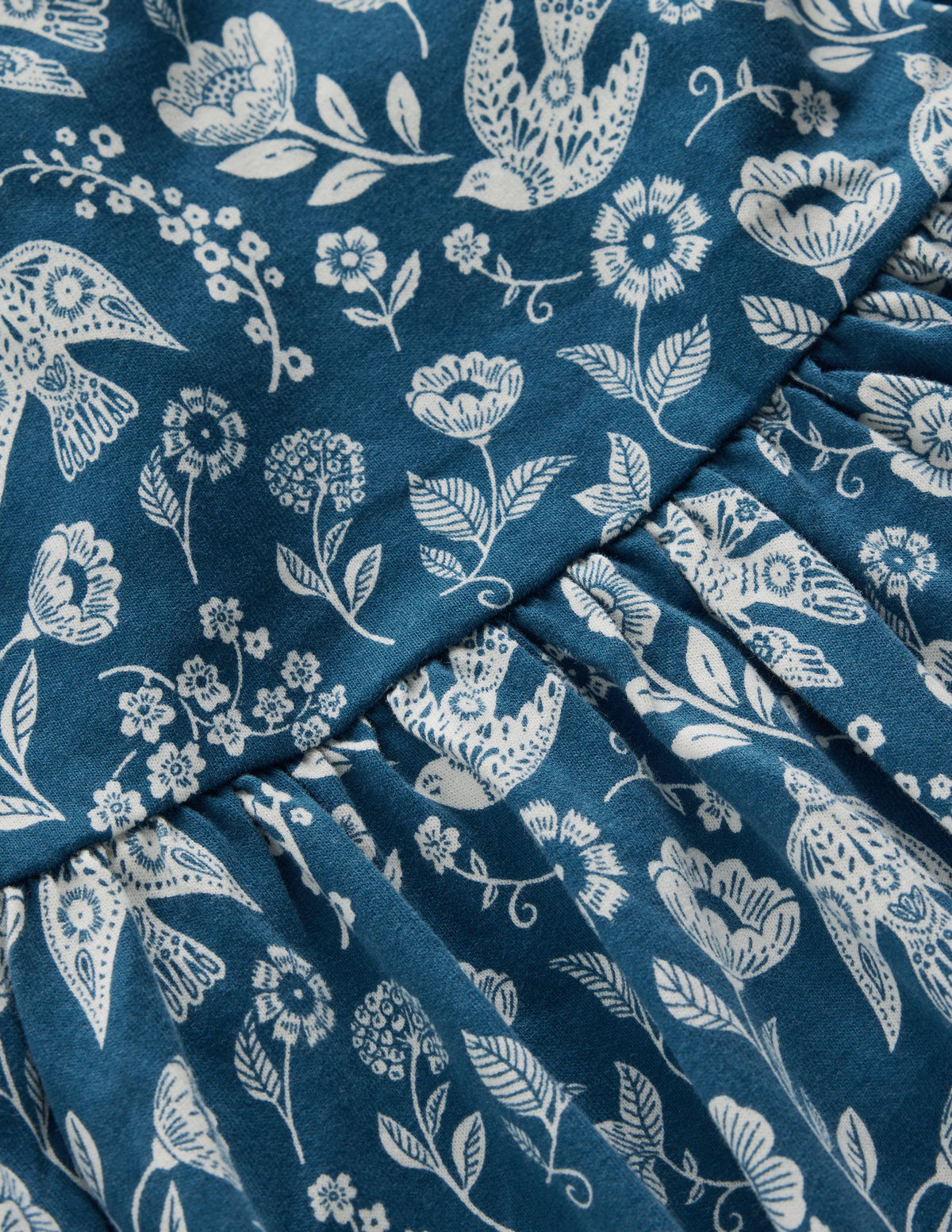 Madeline Blouson Sleeve Dress-Sapphire Blue Floral Bird-4