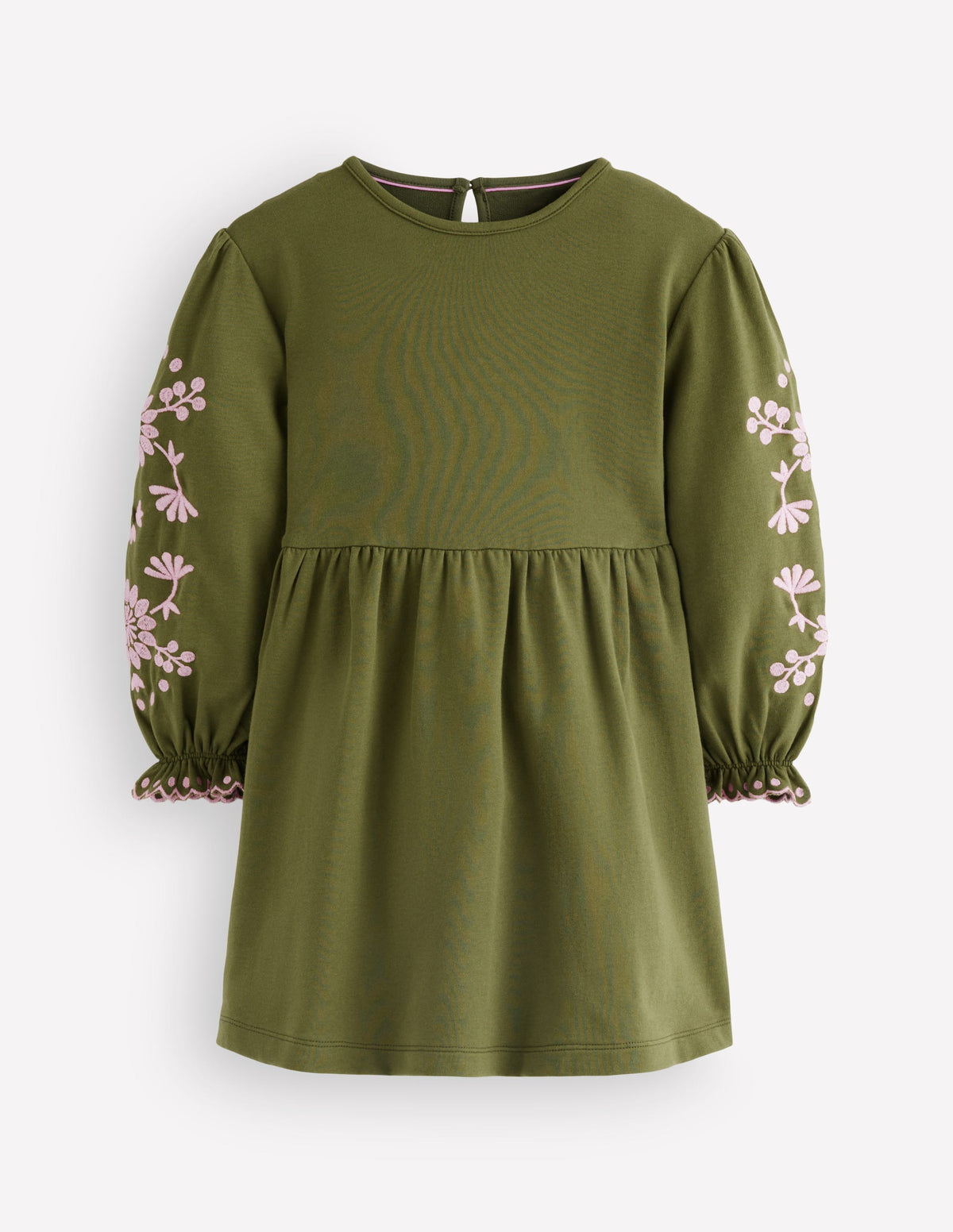 Embroidered Sleeve Dress-Jewel Green-1