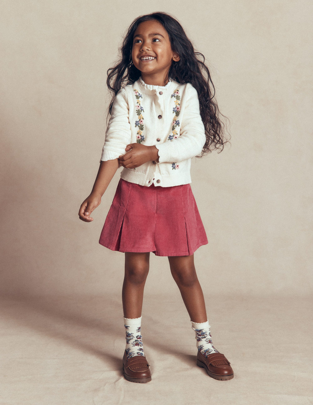 Pleated Skort-Winter Blush Cord-1