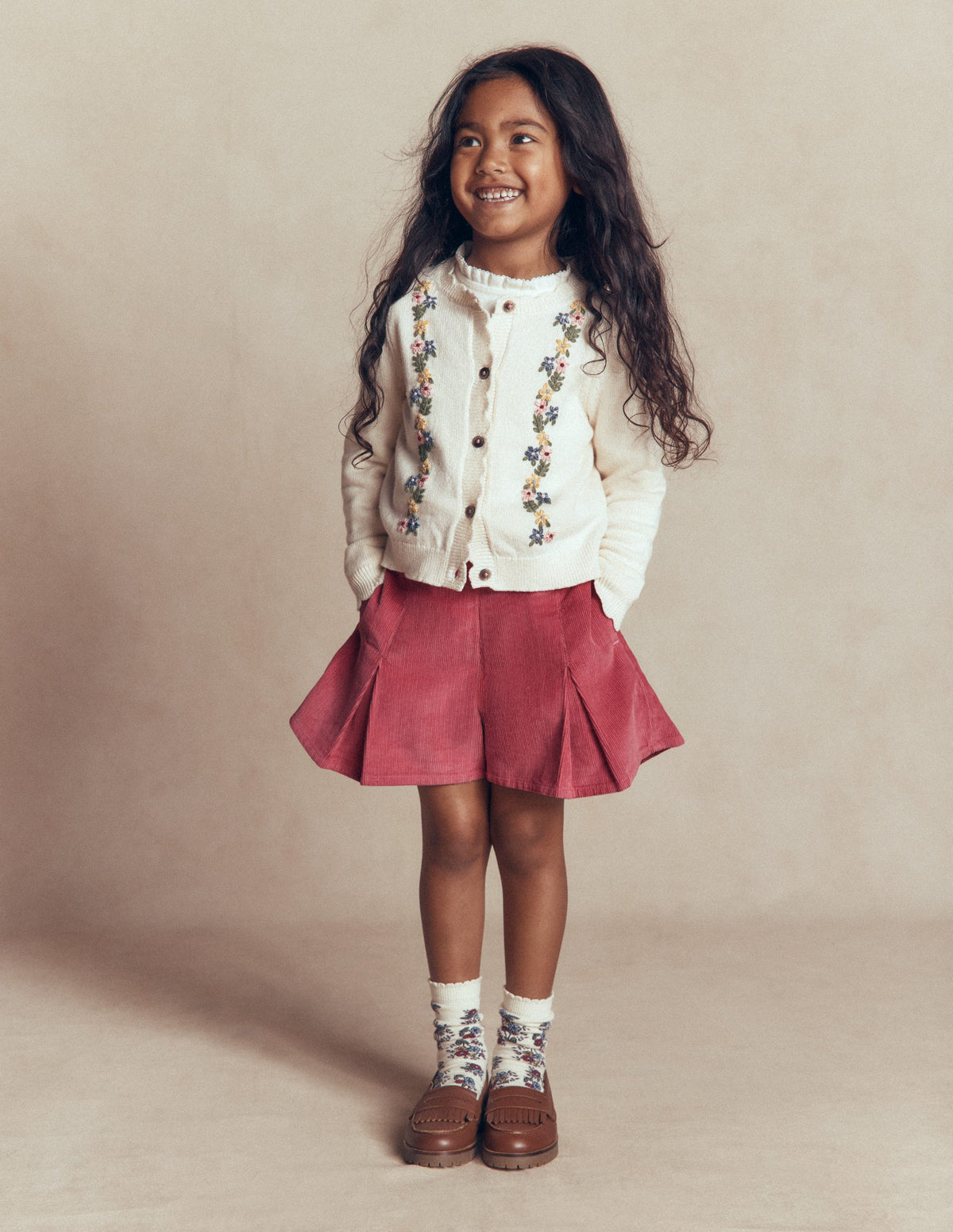 Pleated Skort-Winter Blush Cord-3