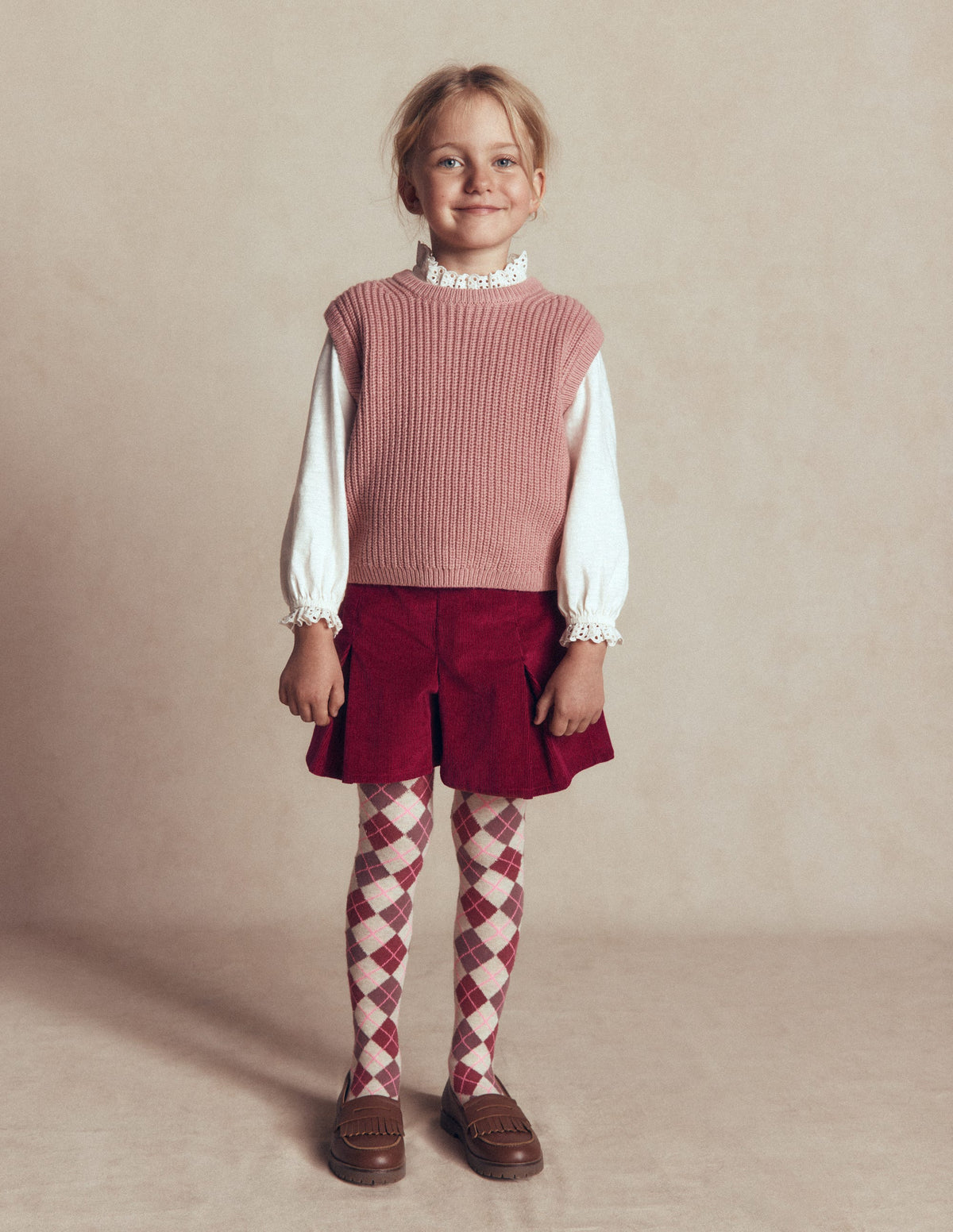 Pleated Skort-Ruby Red Cord-1