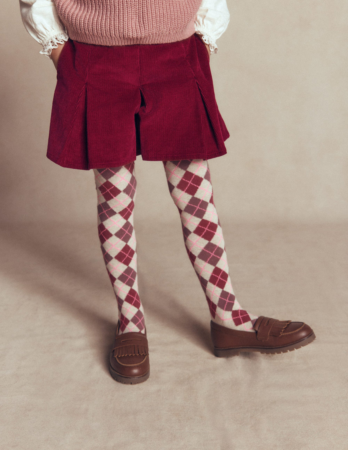 Pleated Skort-Ruby Red Cord - Image 2