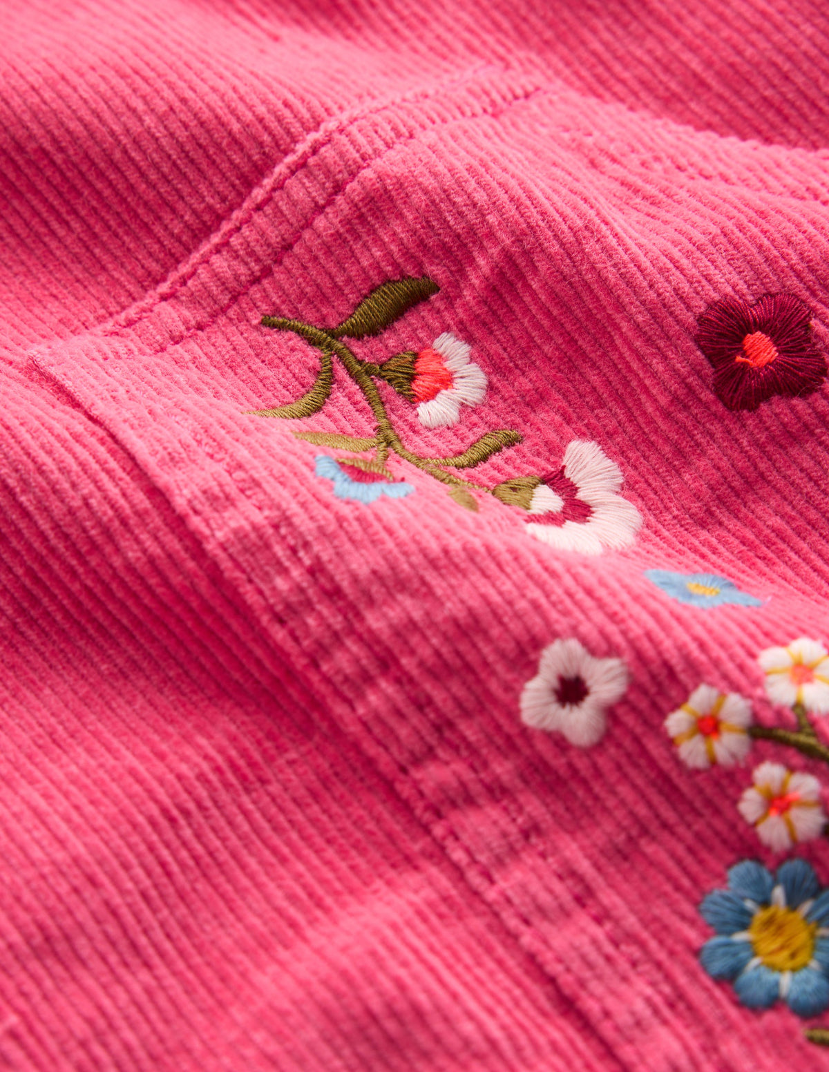 Adeline A-line Overalls Dress-Bright Rouge Floral Corduroy - Image 2
