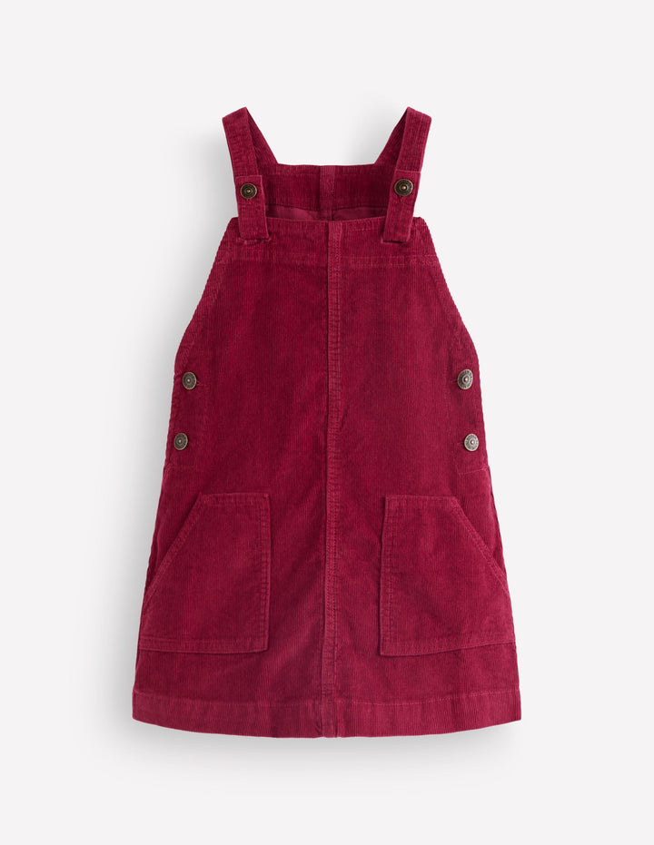 Adeline A-line Overalls Dress-Chestnut Red Cord