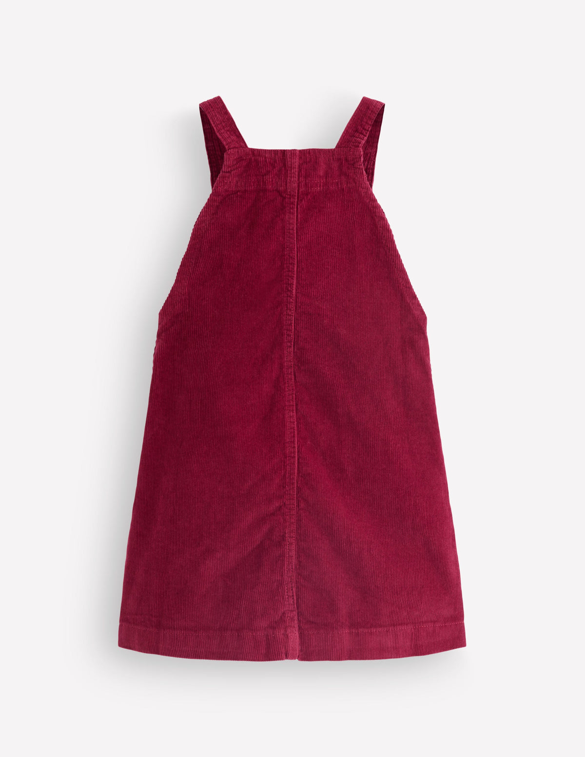 burgundy overalls dress Boden Girls Adeline A-line in Red block colours and embroidery.