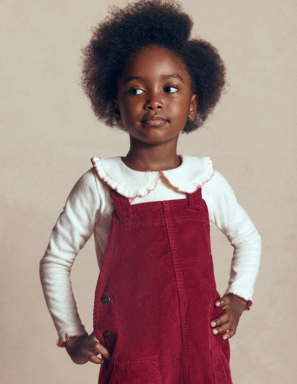 Adeline A-line Overalls Dress-Chestnut Red Cord - Image 2