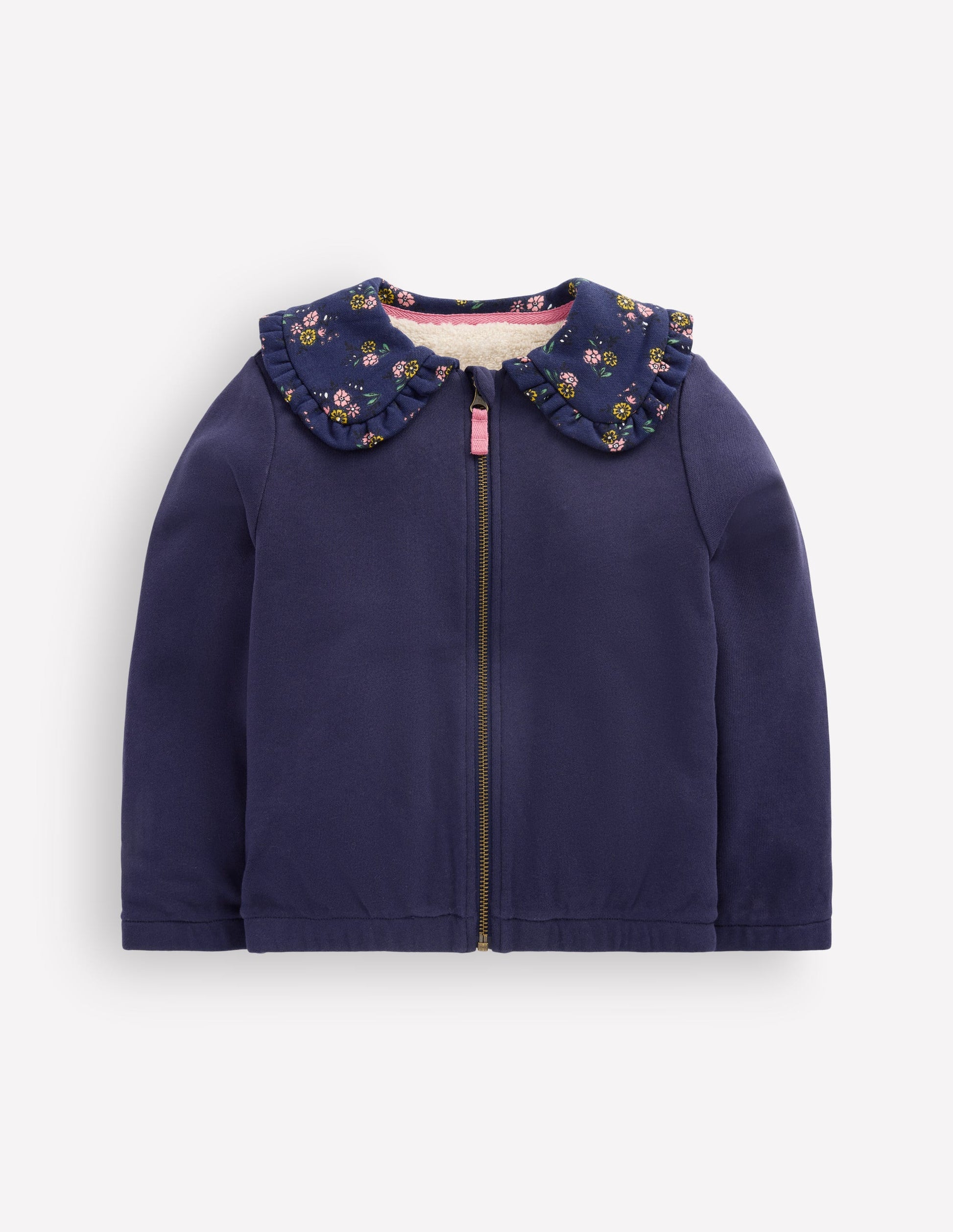 Fleece Lined Zip-Through-Navy-1