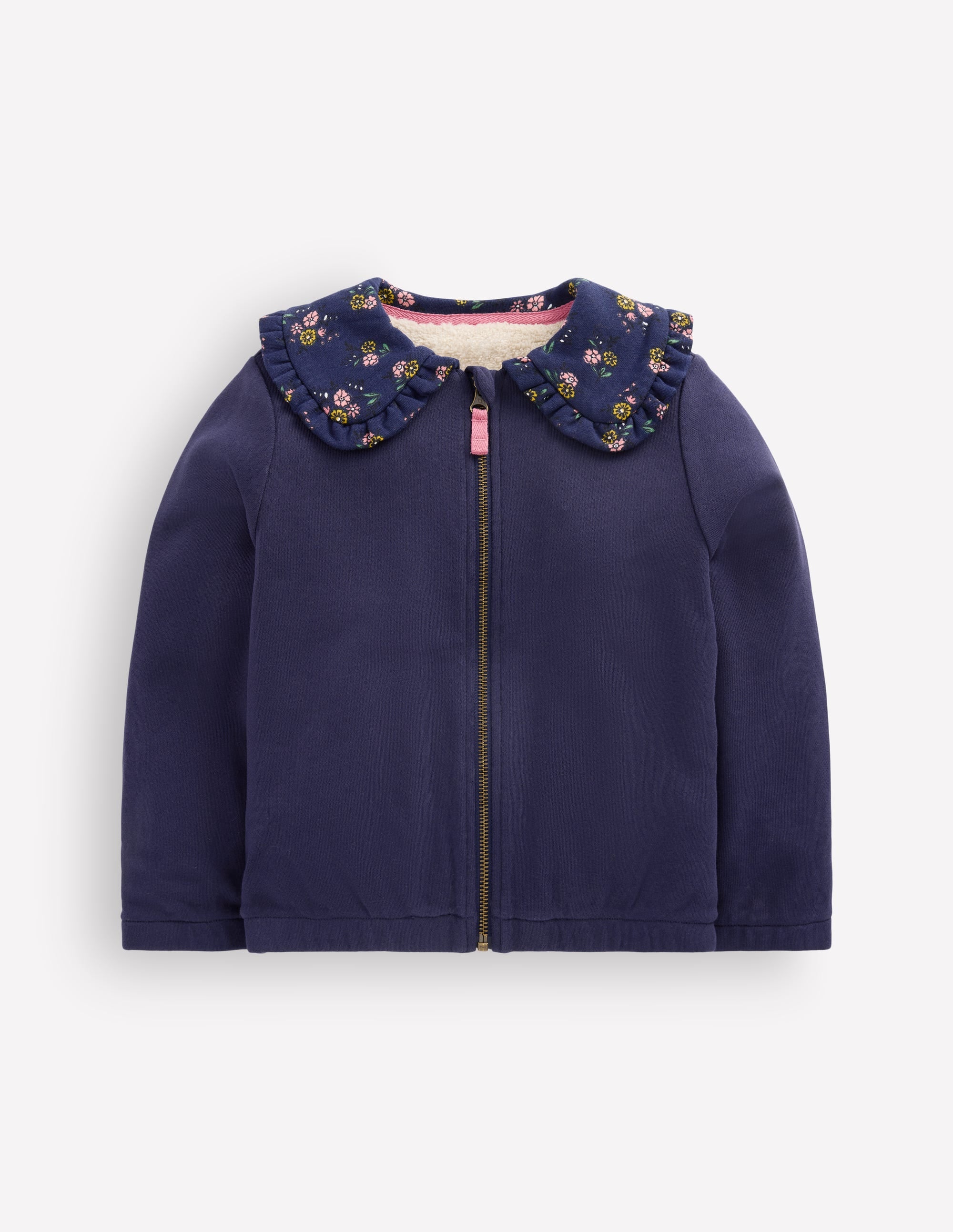 Fleece Lined Zip-Through-Navy - Image 1