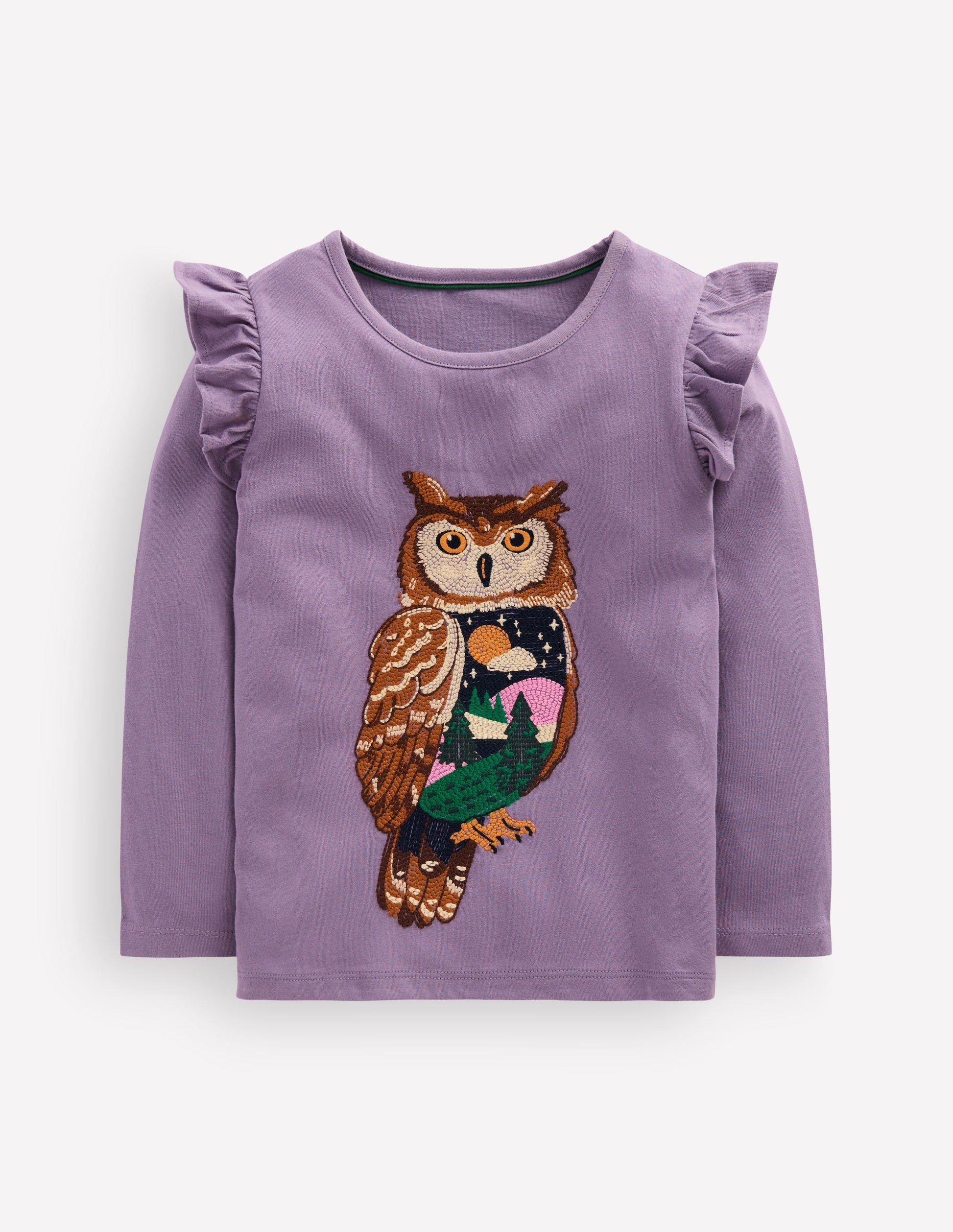 Long Sleeve Superstitch Tee-Nocturnal Purple Owl-1