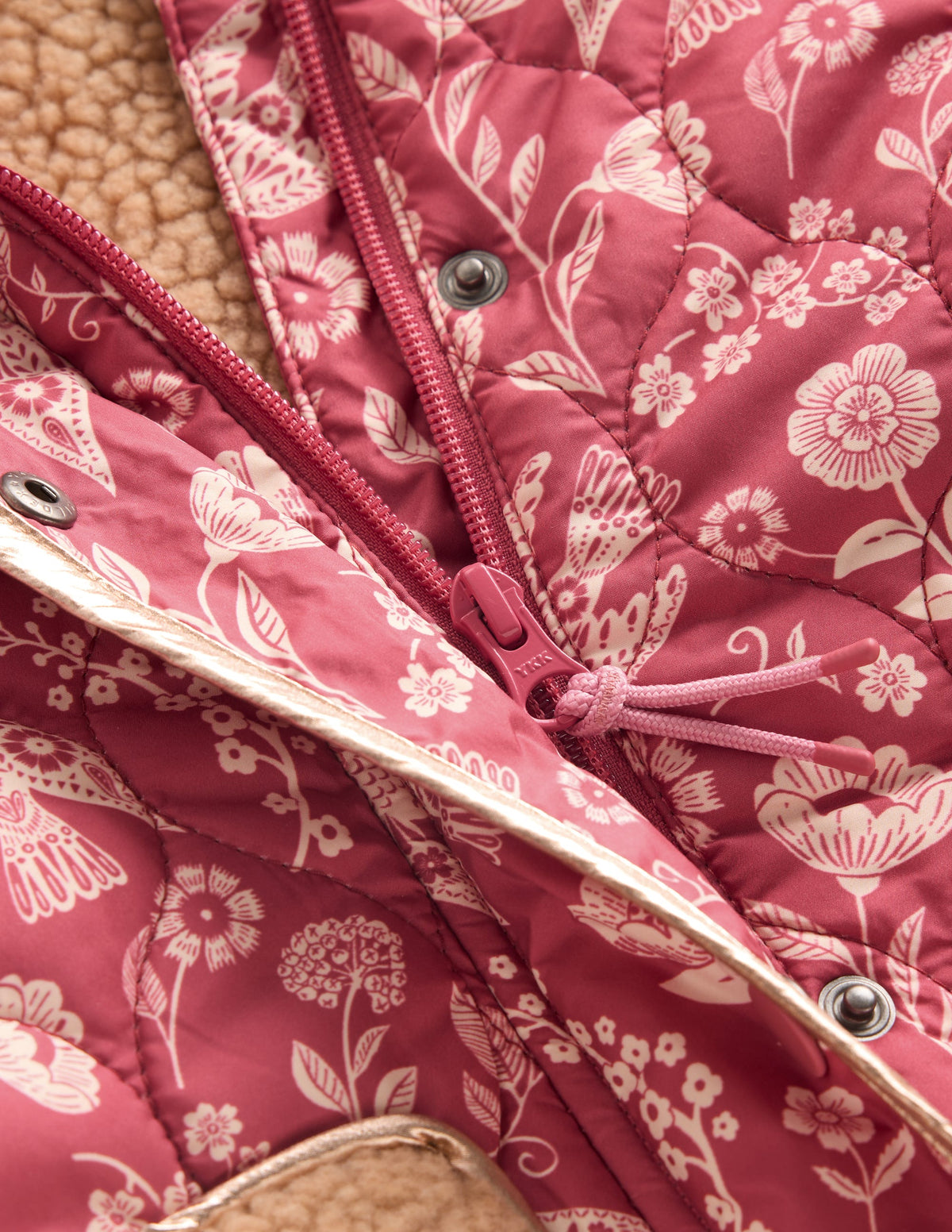 Borg Padded Jacket-Winter Blush Floral Bird-3