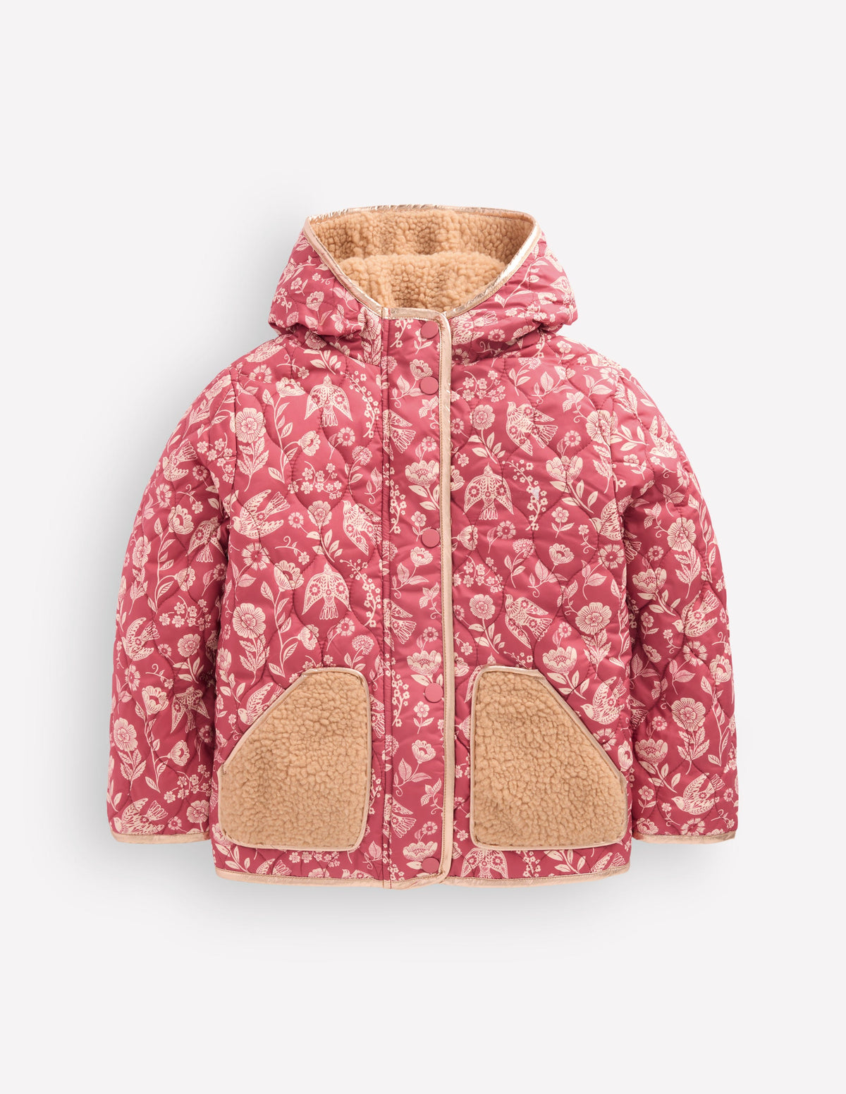 Borg Padded Jacket-Winter Blush Floral Bird - Image 1