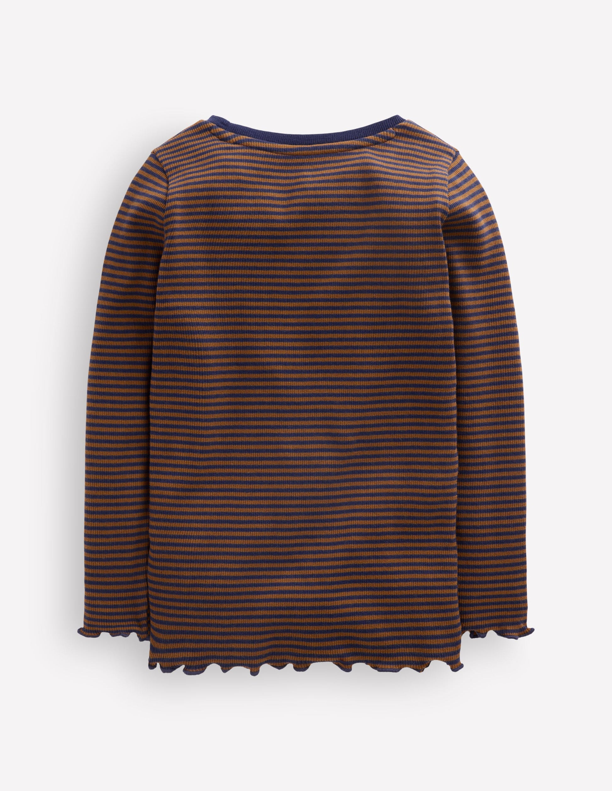 Ribbed Long Sleeve T-Shirt-Navy/ Camel Stripe-2
