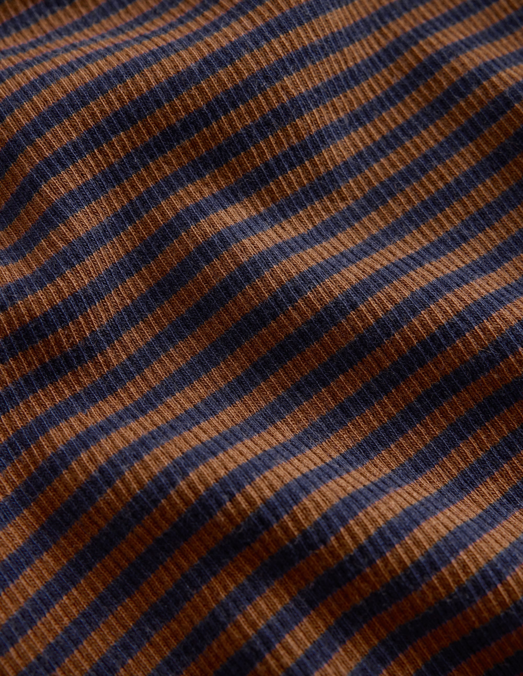 Ribbed Long Sleeve T-Shirt-Navy/ Camel Stripe - Image 3