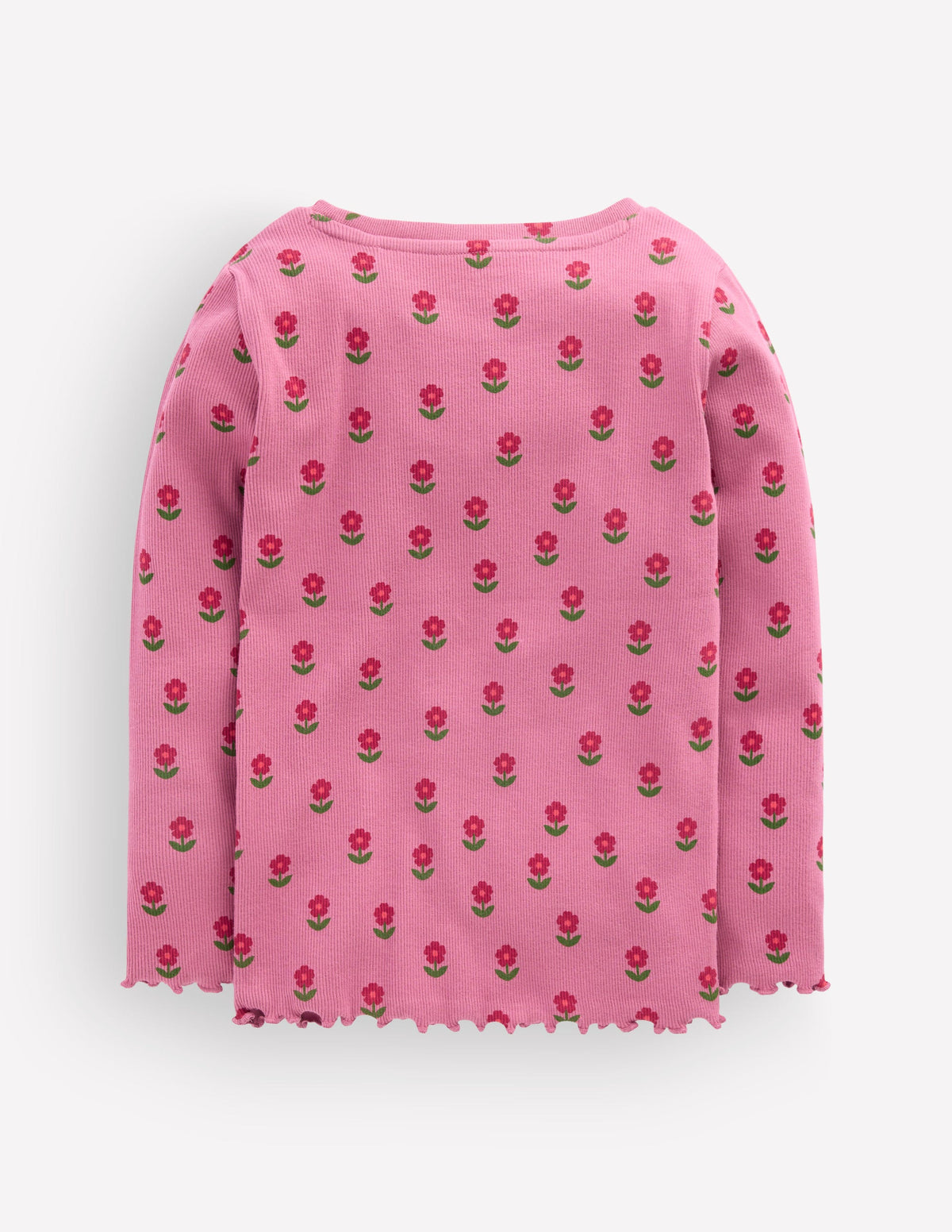 Ribbed Long Sleeve T-Shirt-Pink Floral-2