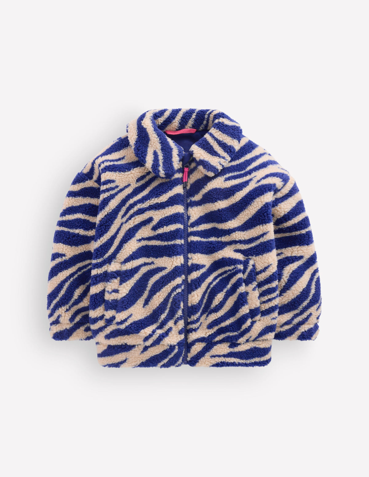 Collared Borg Jacket-Zebra Borg and Navy - Image 3