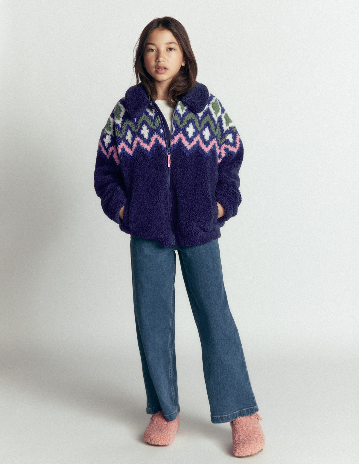 Collared Borg Jacket-Navy Fair isle-1