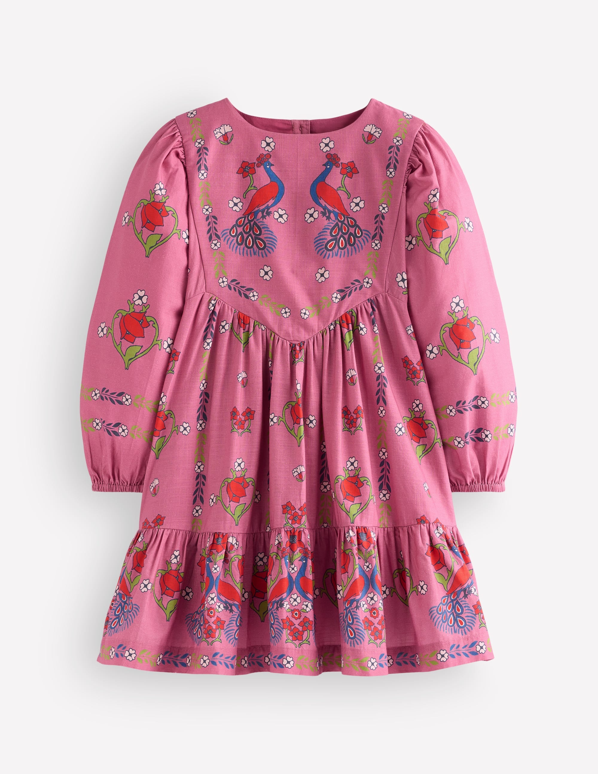Celia Wing Sleeve Dress - Pink Peacock Print | Boden USA