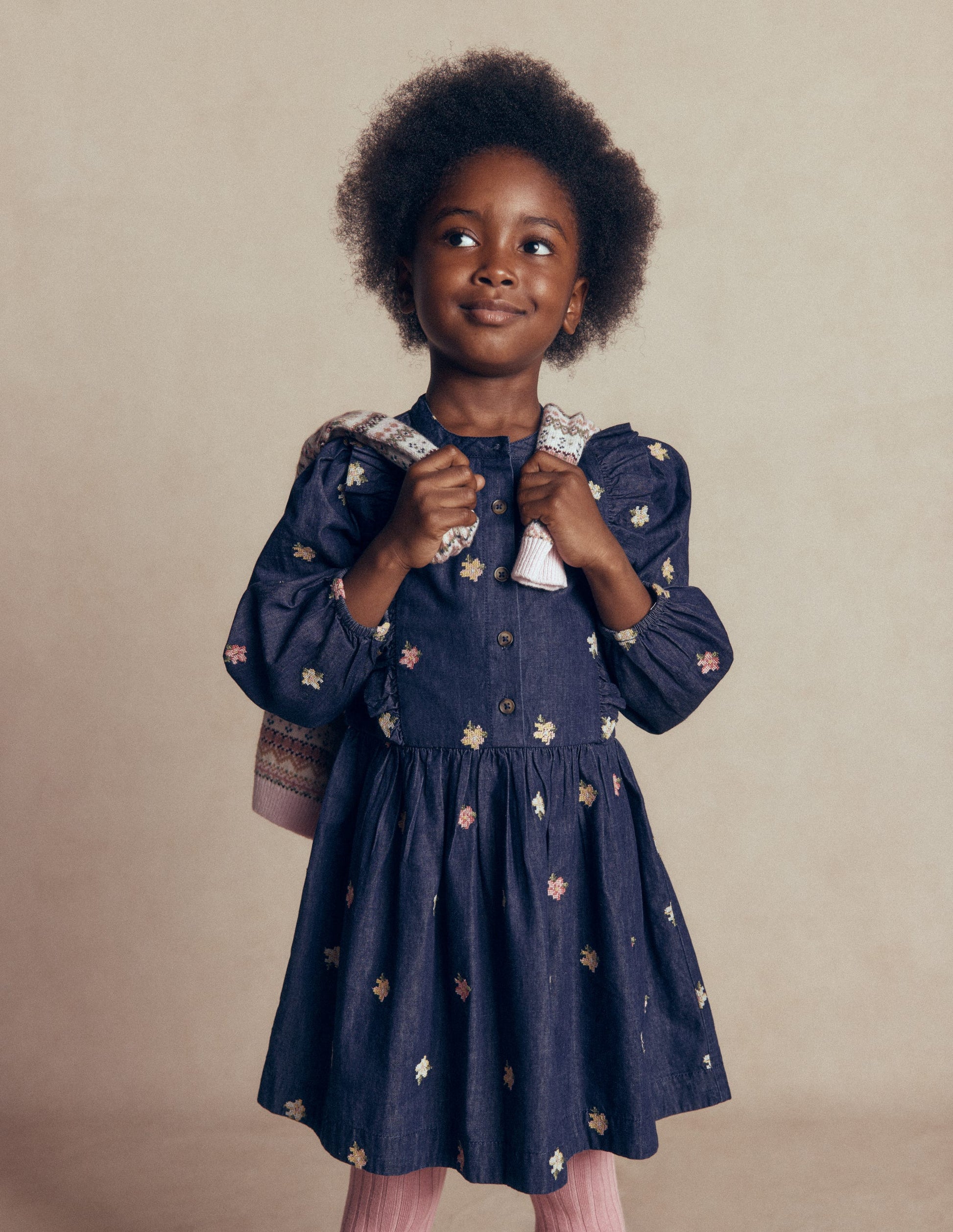 denim frill dress Winnie Trim Shirt Dress-Denim Embroidery Shoe Size:3.5 Season:C26 Boho White Dresses For The cotton