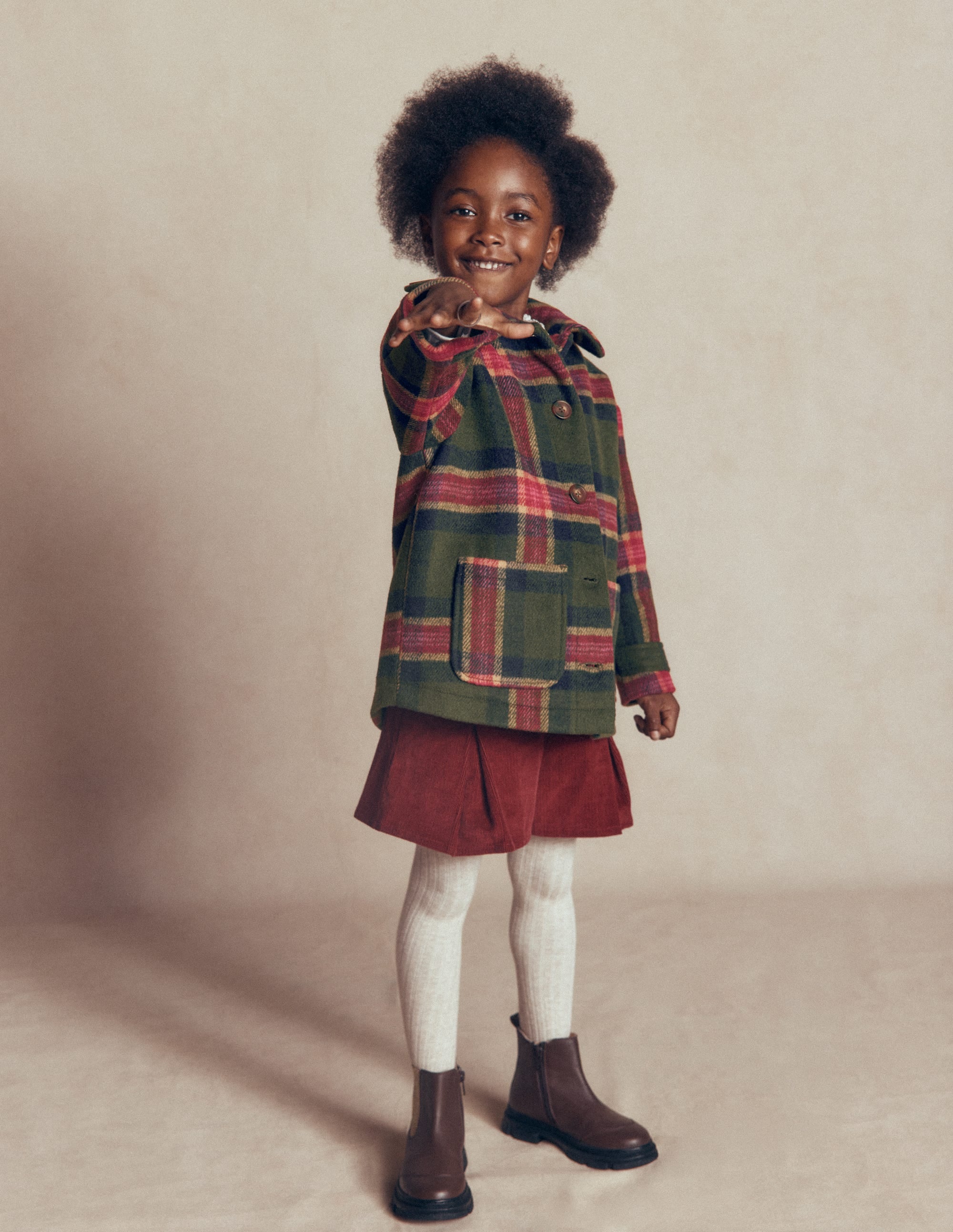 Wool Check Coat - Green Check | Boden USA