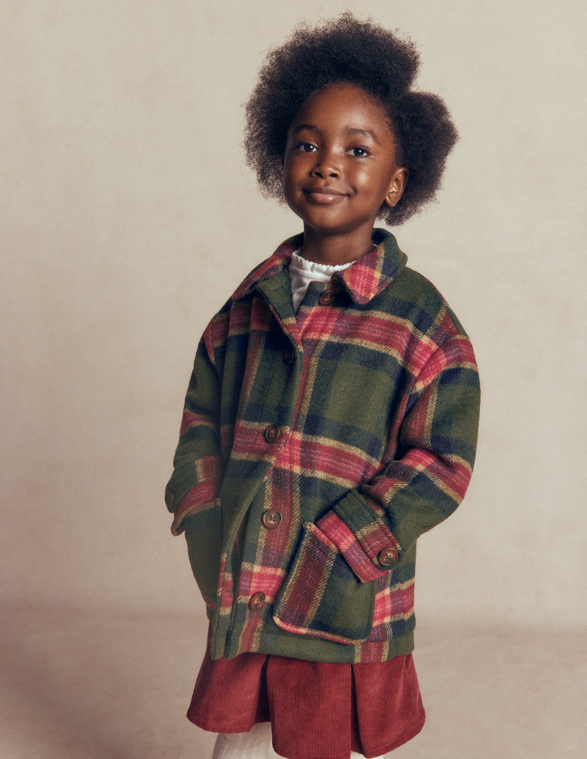 Wool Check Coat - Green Check | Boden USA