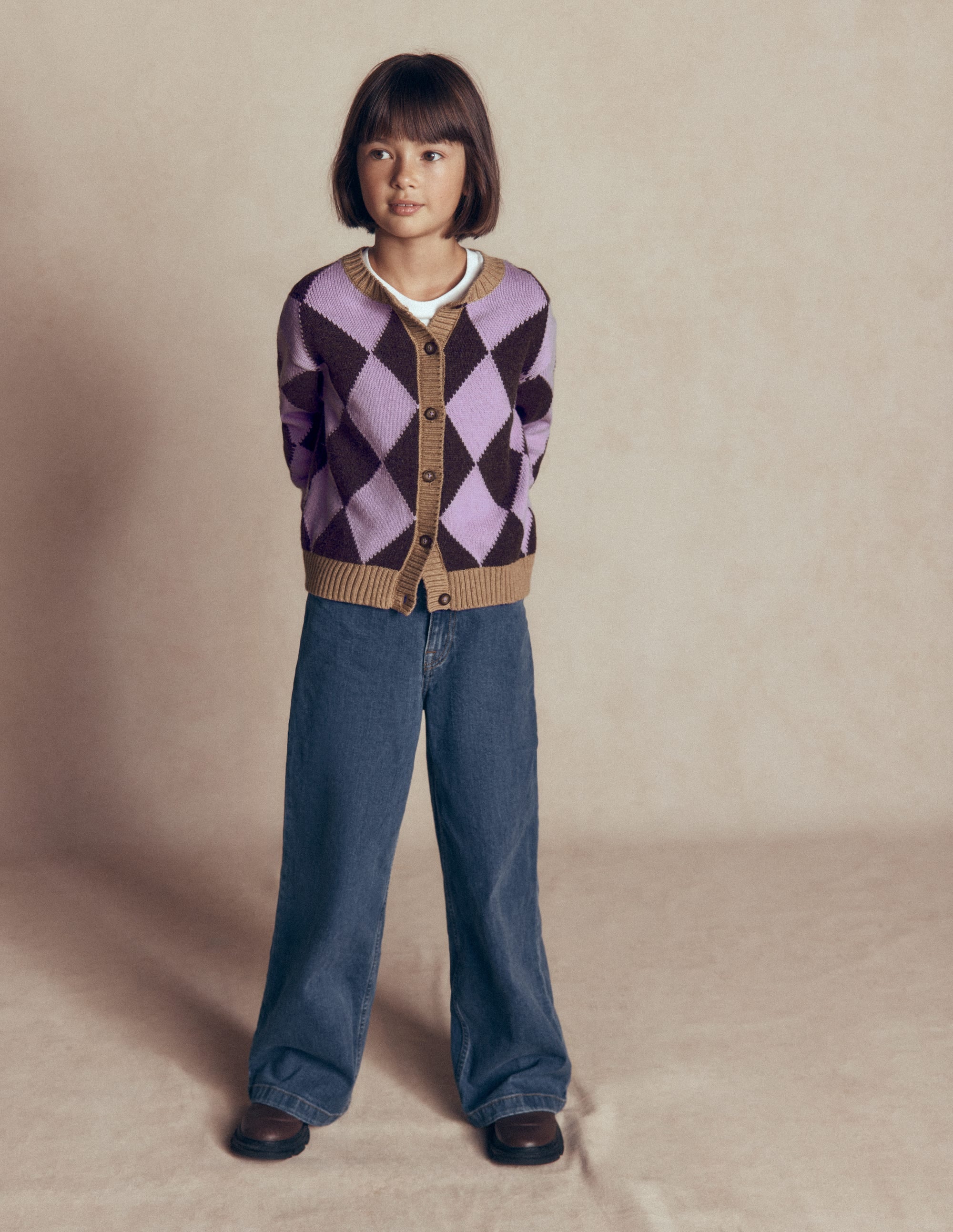 Fun Cardigan - Purple Argyle | Boden USA