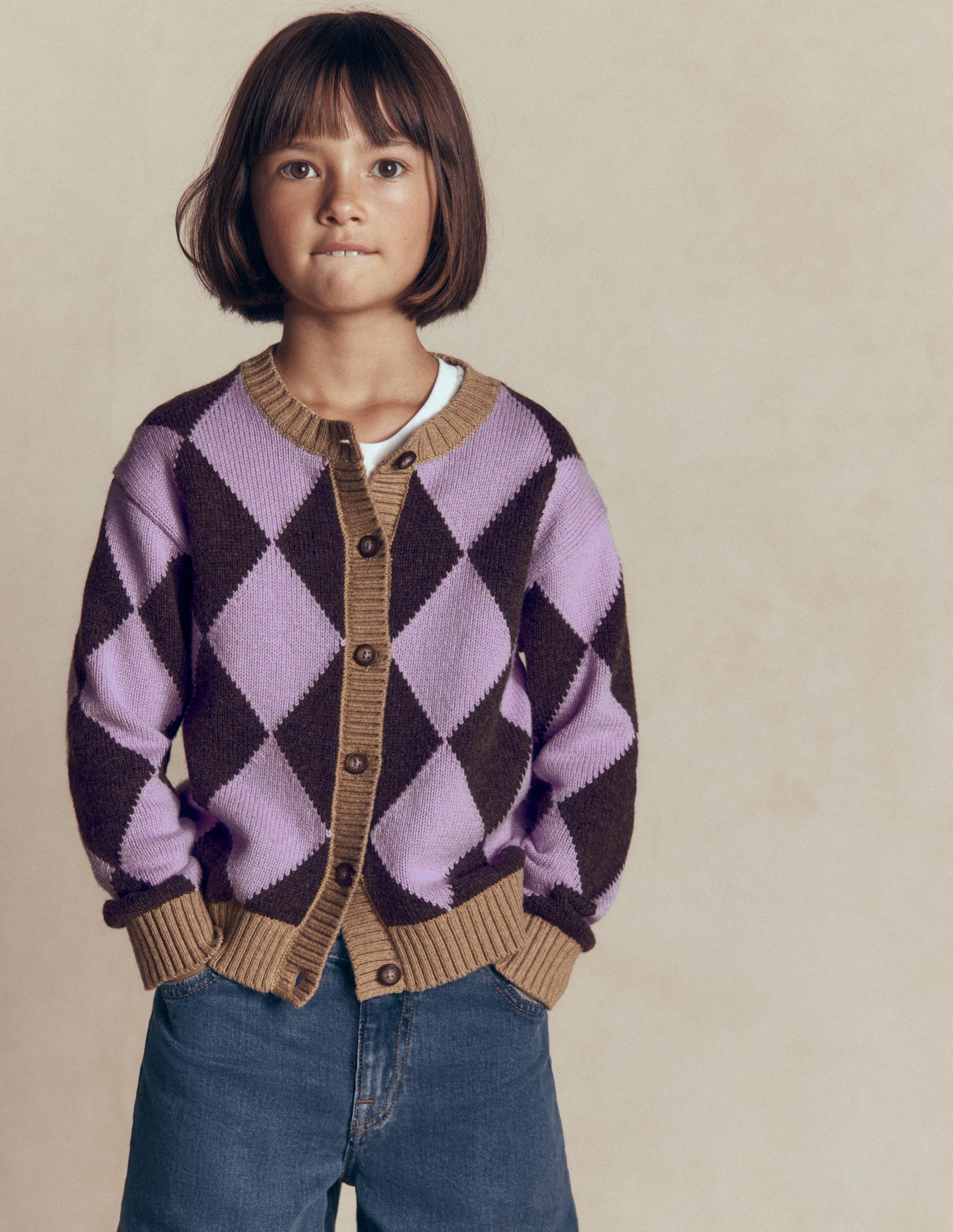 Fun Cardigan - Purple Argyle | Boden USA