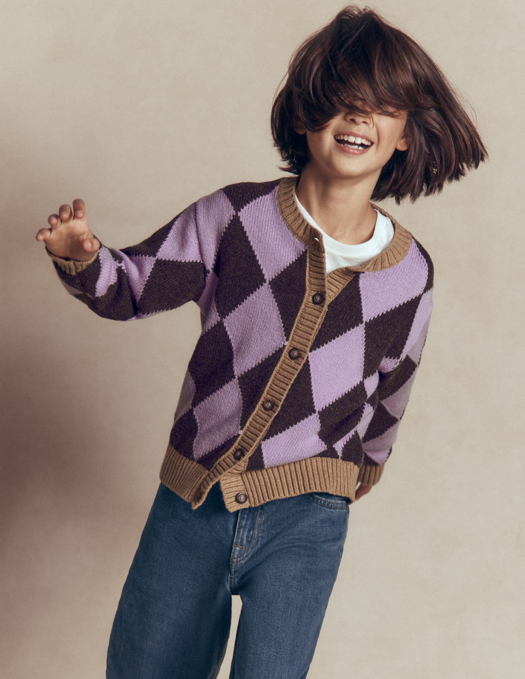 Fun Cardigan - Purple Argyle | Boden USA
