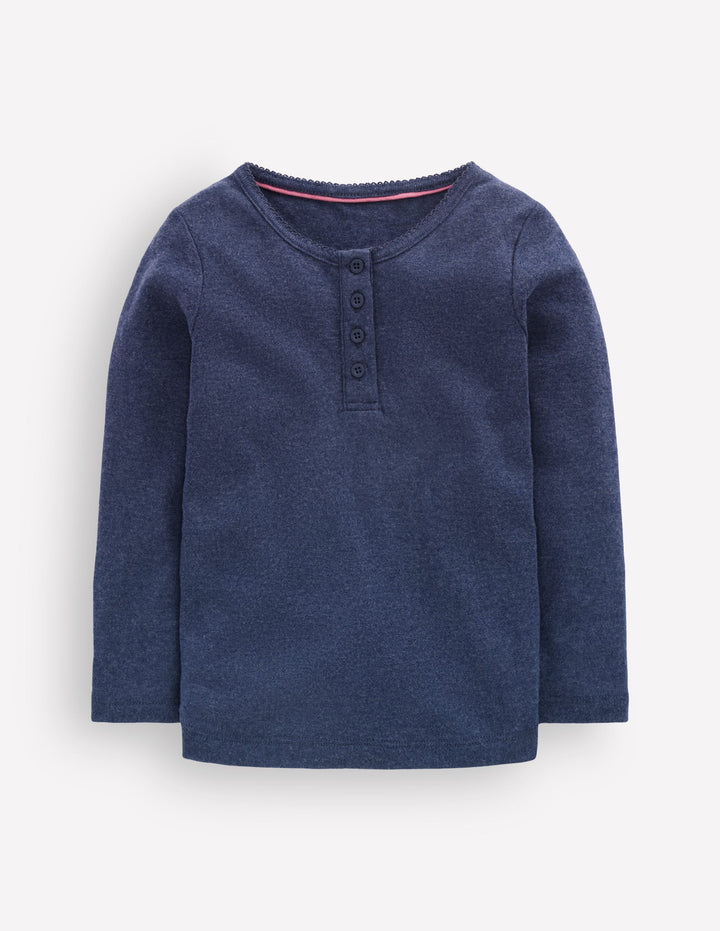 Long Sleeve Henley Top-College Navy