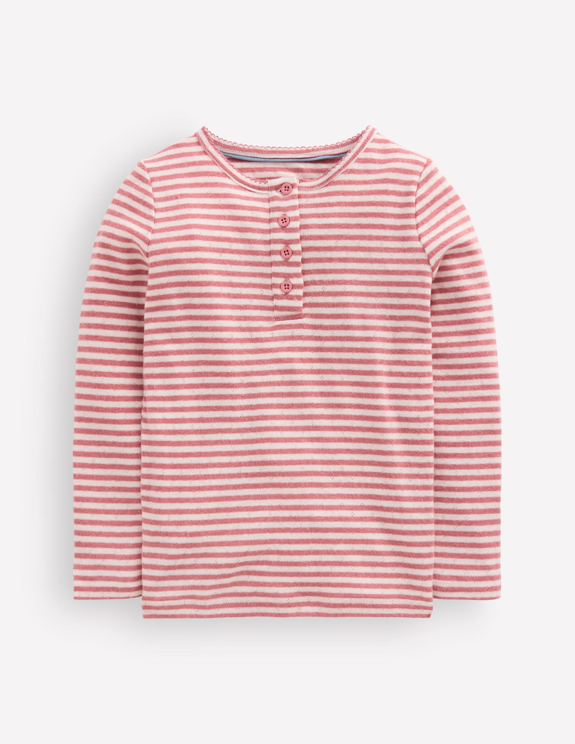 Long Sleeve Henley Top-Pink Stripe-1