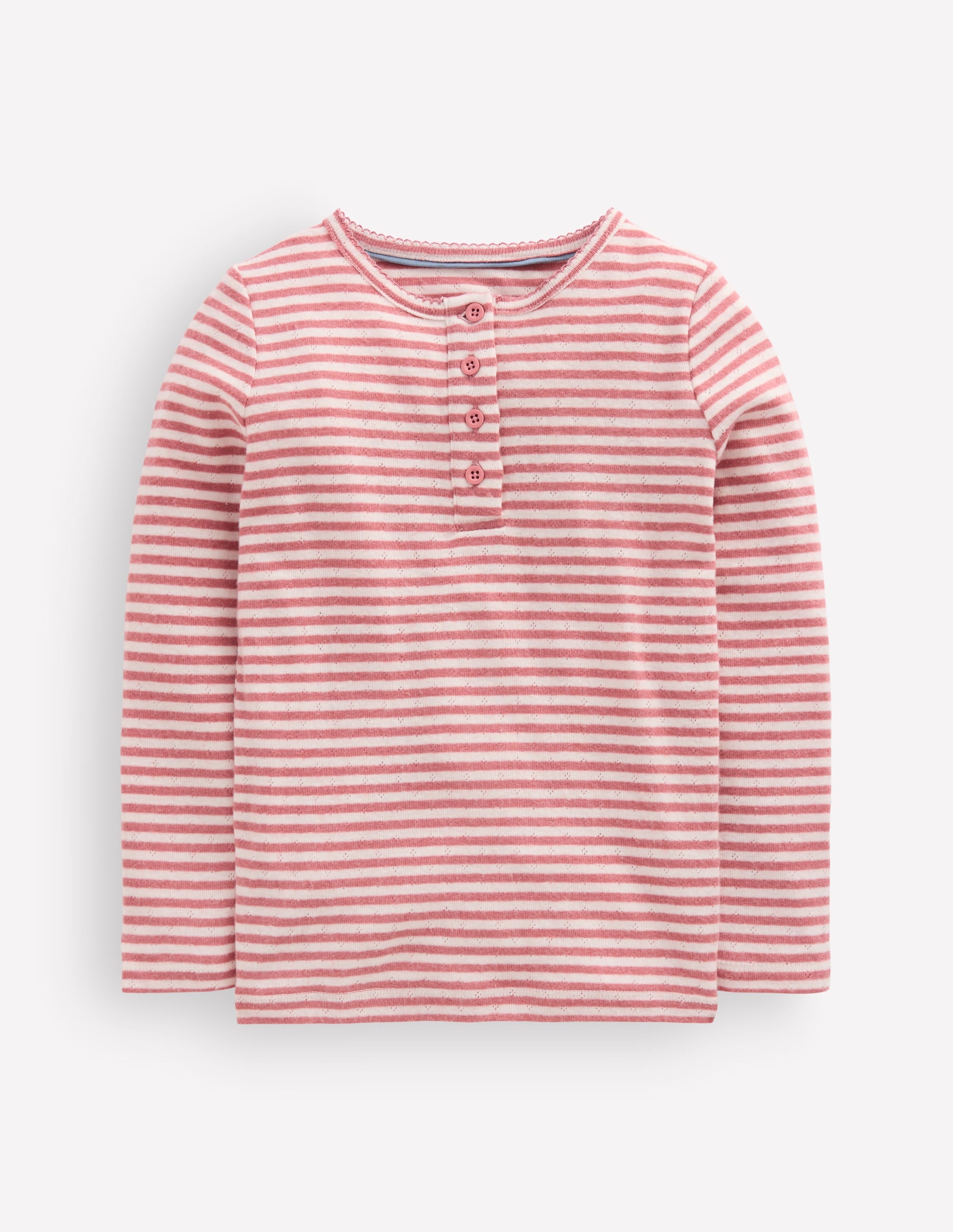 Long Sleeve Henley Top-Pink Stripe - Image 1