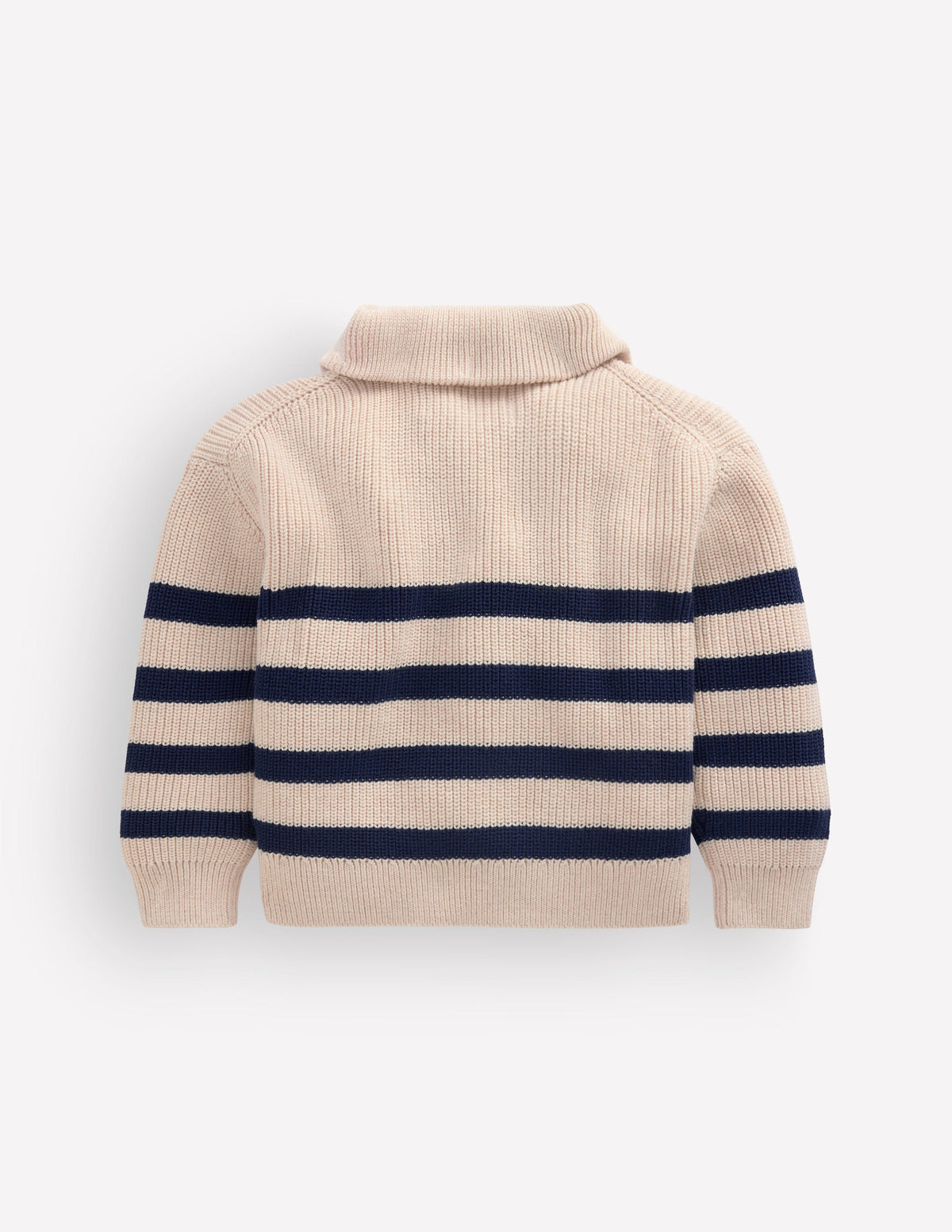Zip Up Neck Sweater-Ecru Marl / Navy - Image 3