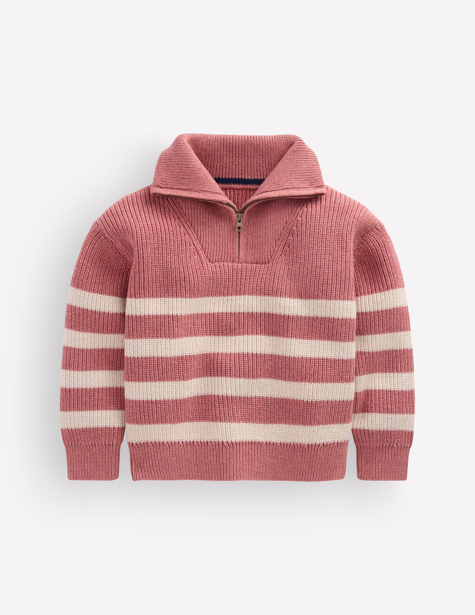 Zip Up Neck Sweater-Dusty Rose Marl-4
