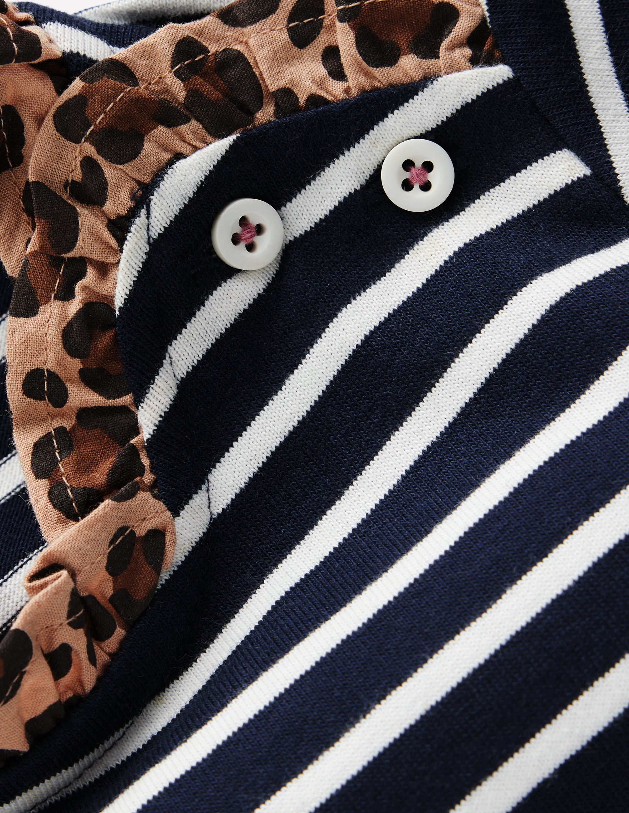 Frill Neck Breton-Navy/ Soft Ivory Stripe - Image 3