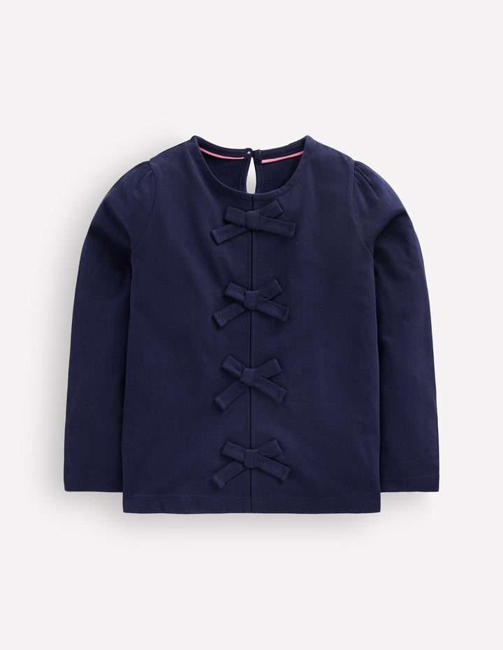 Rib Bow Trim Top-College Navy