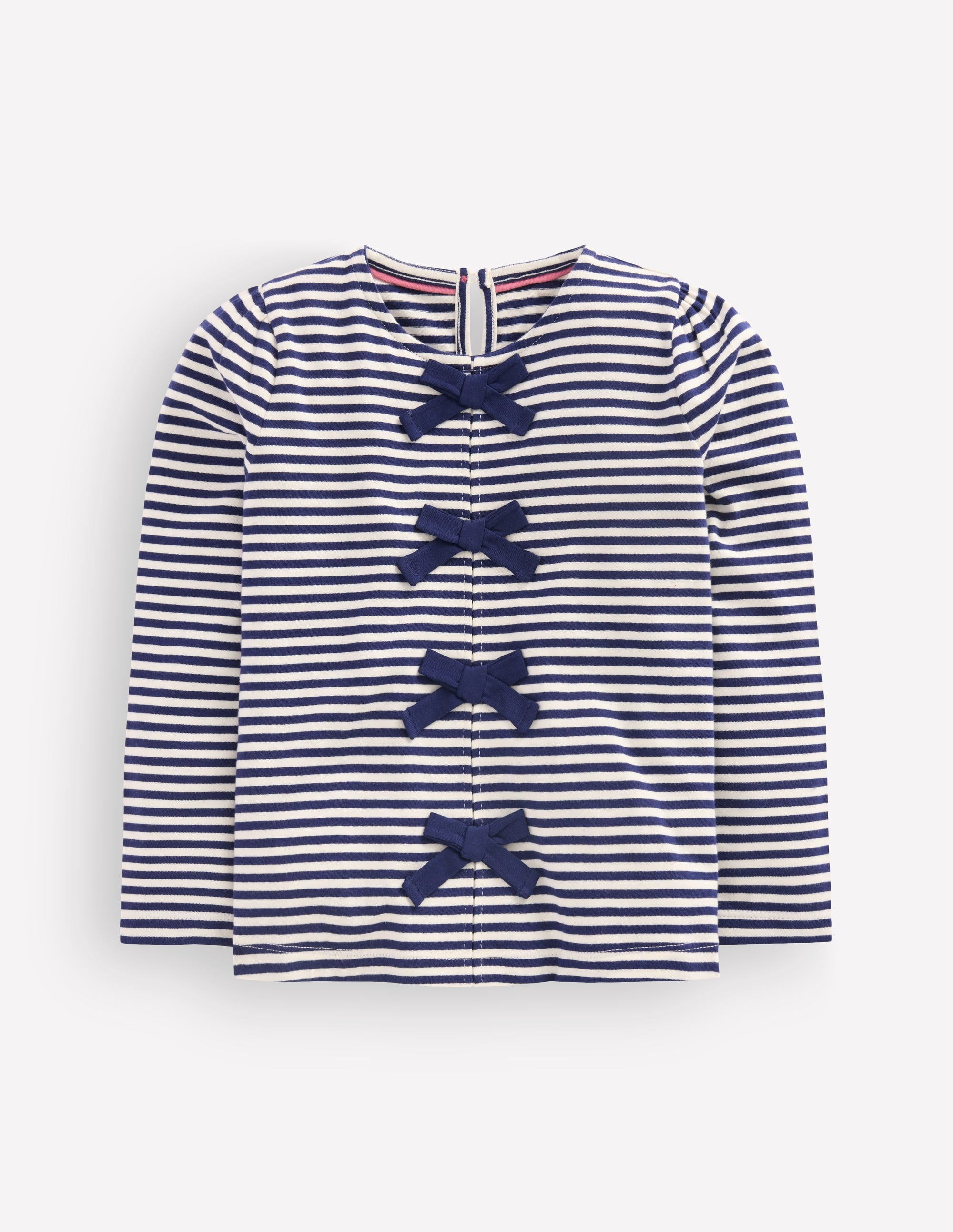 Rib Bow Trim Top - Navy Stripe | Boden USA