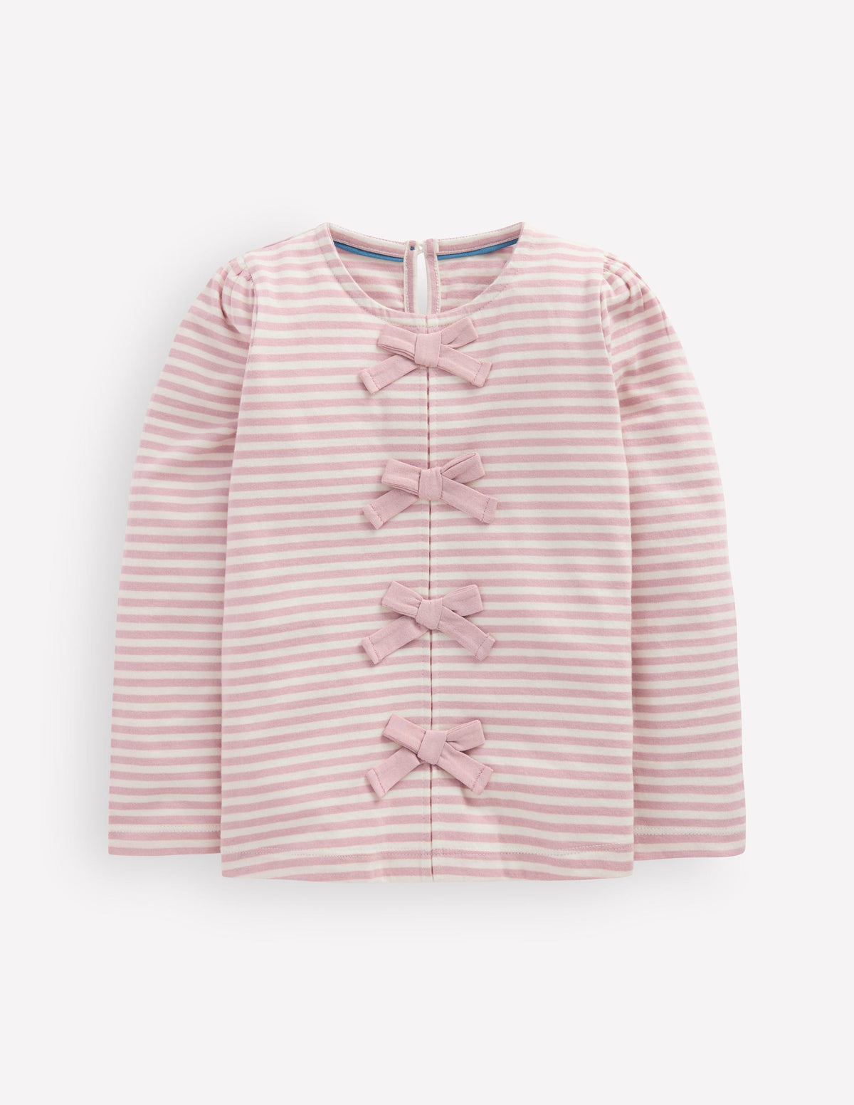 Rib Bow Trim Top-Pink Stripe-1