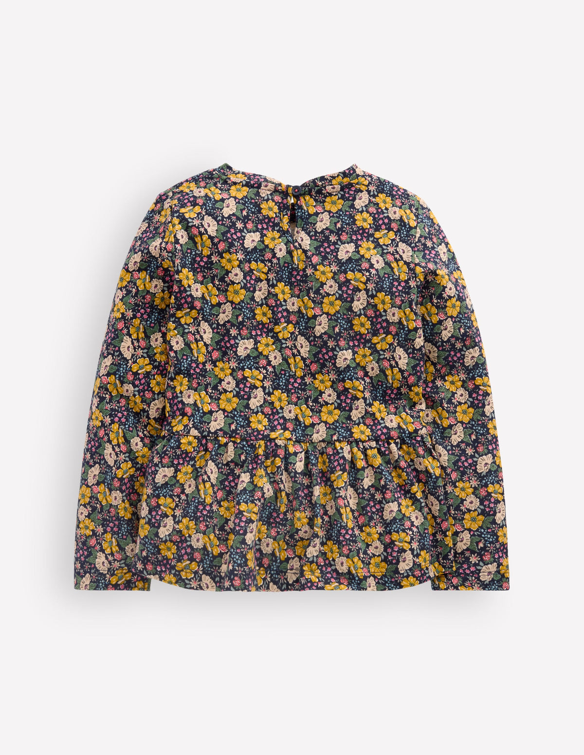 Long Sleeve Peplum Top-Navy Floral-3