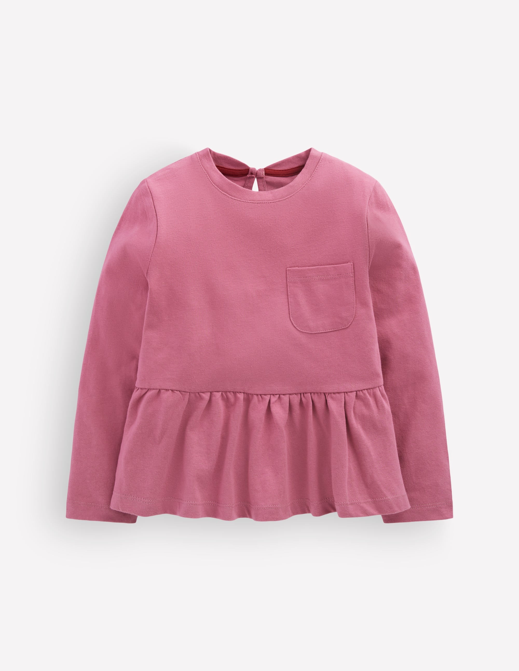 Long Sleeve Peplum Top - Pink Heather | Boden USA