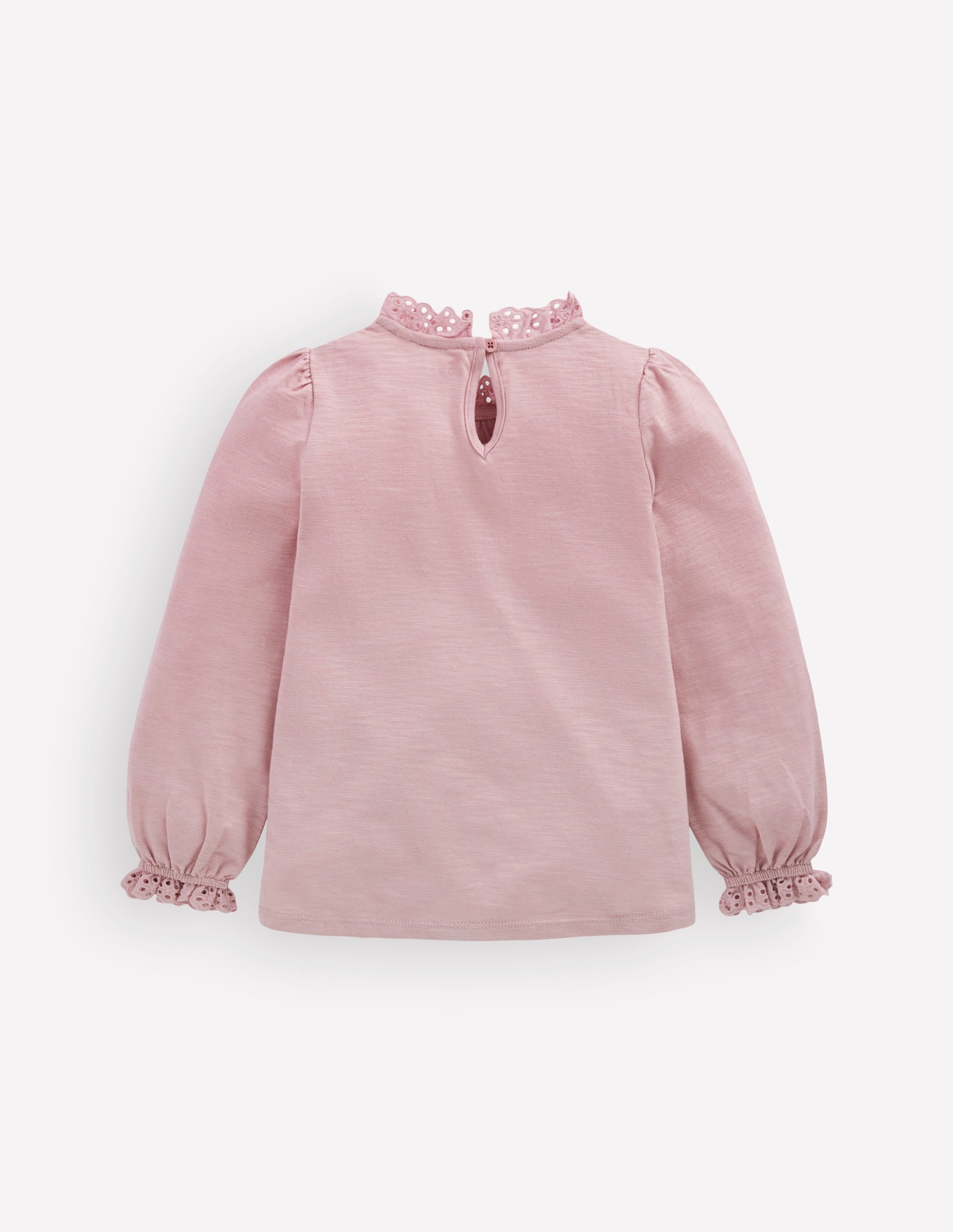Broderie Trim Slub Top-Pink Violet - Image 2
