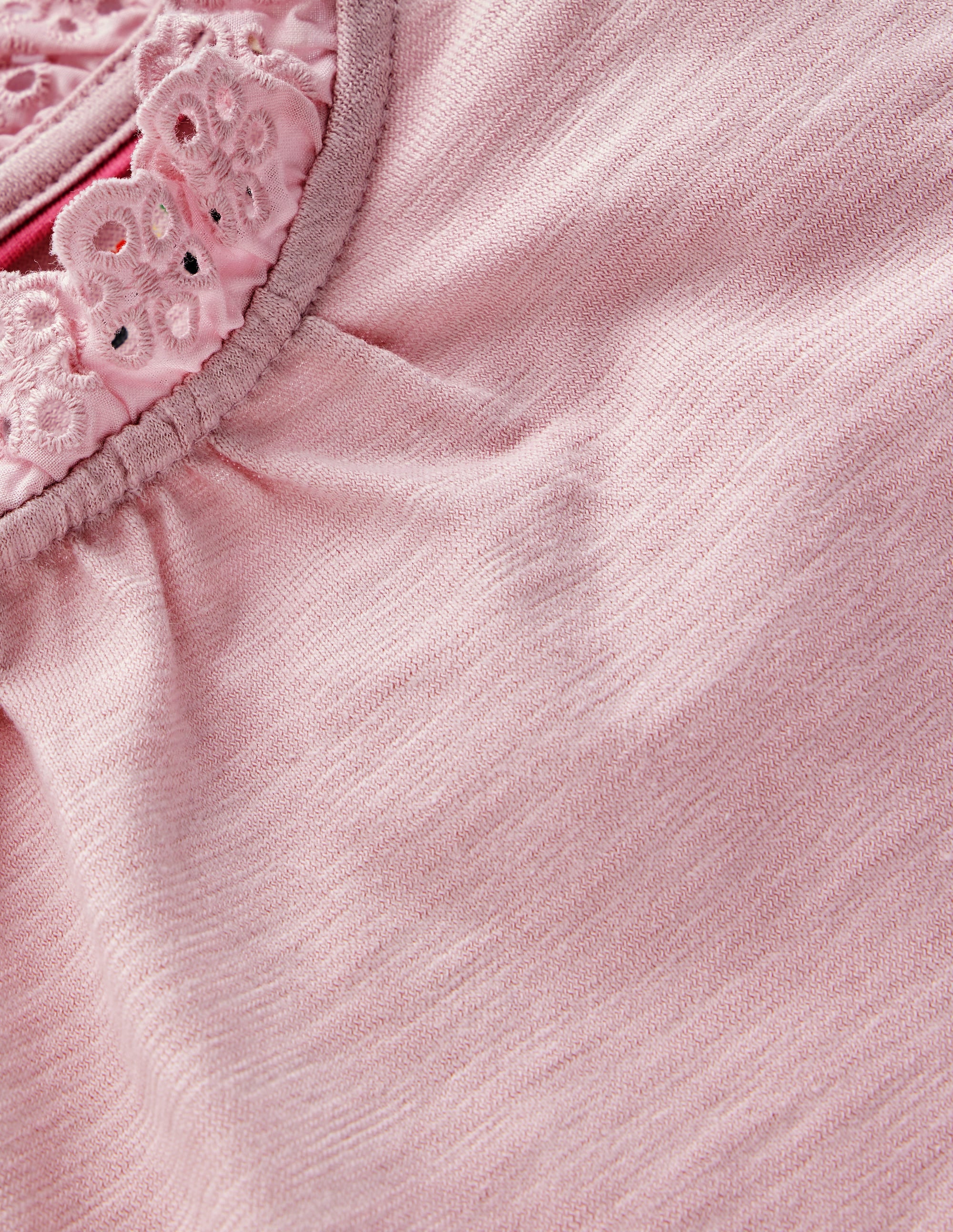 Broderie Trim Slub Top-Pink Violet - Image 3