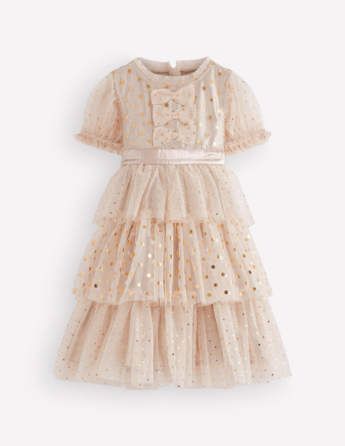 Metallic Tulle Party Dress-Gold Metallic-3