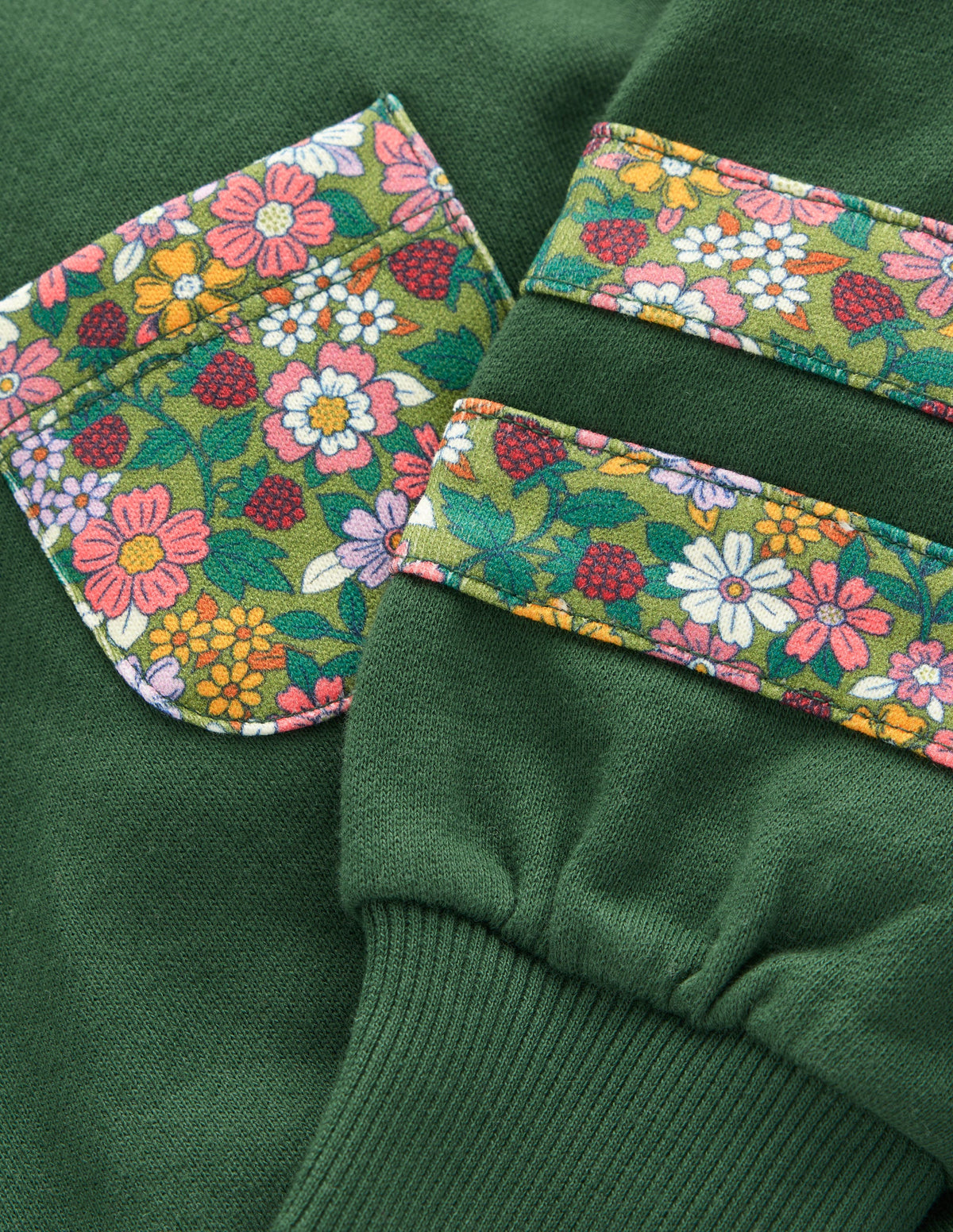 Relaxed Panel Sweatshirt-Green Floral-3
