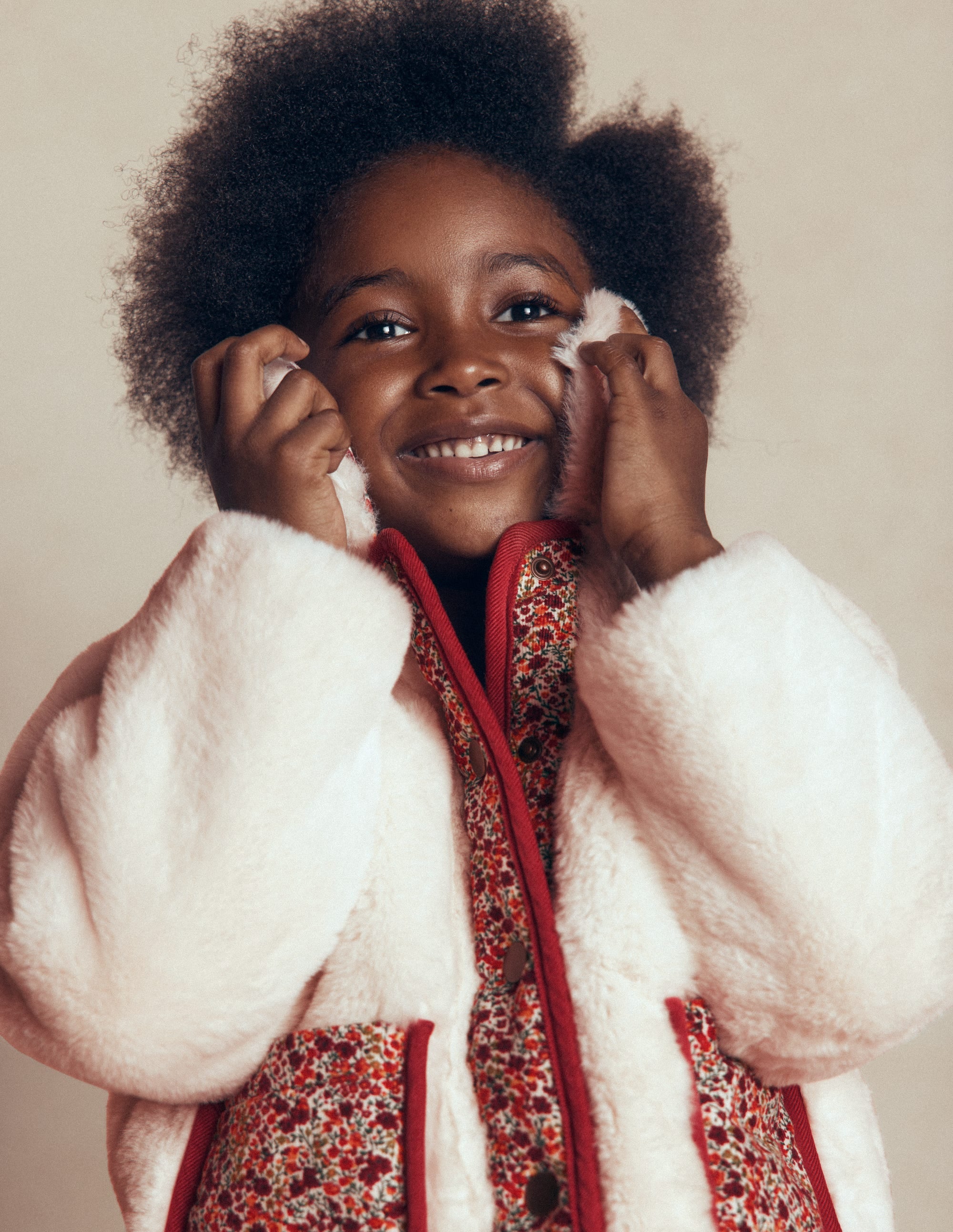 Faux Fur Jacket - Soft Ivory Ditsy Floral | Boden USA