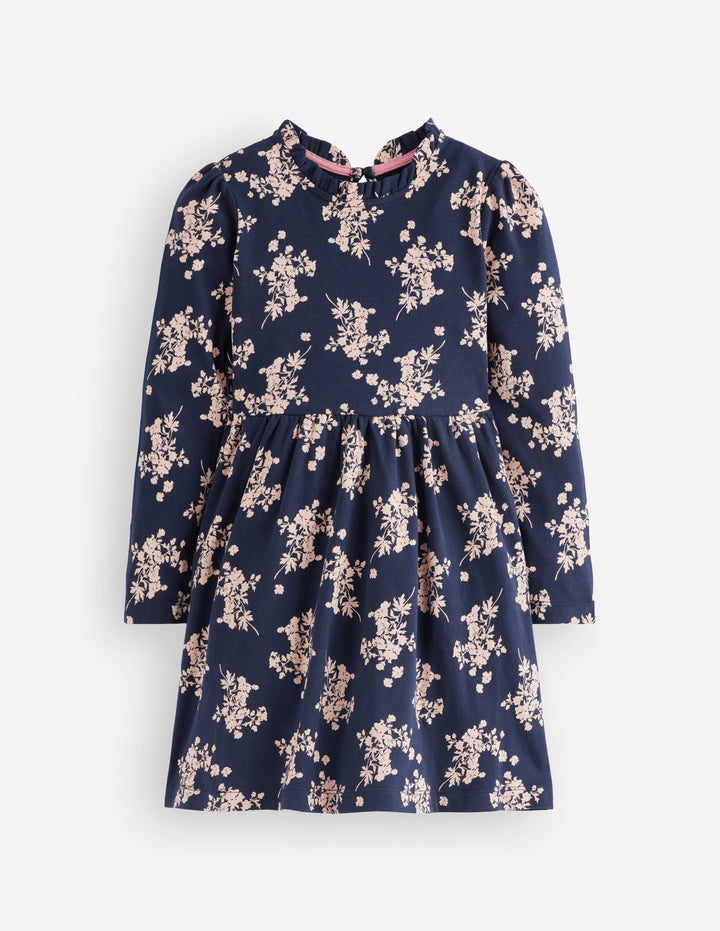 Long Sleeve Twirly Dress-Navy Floral