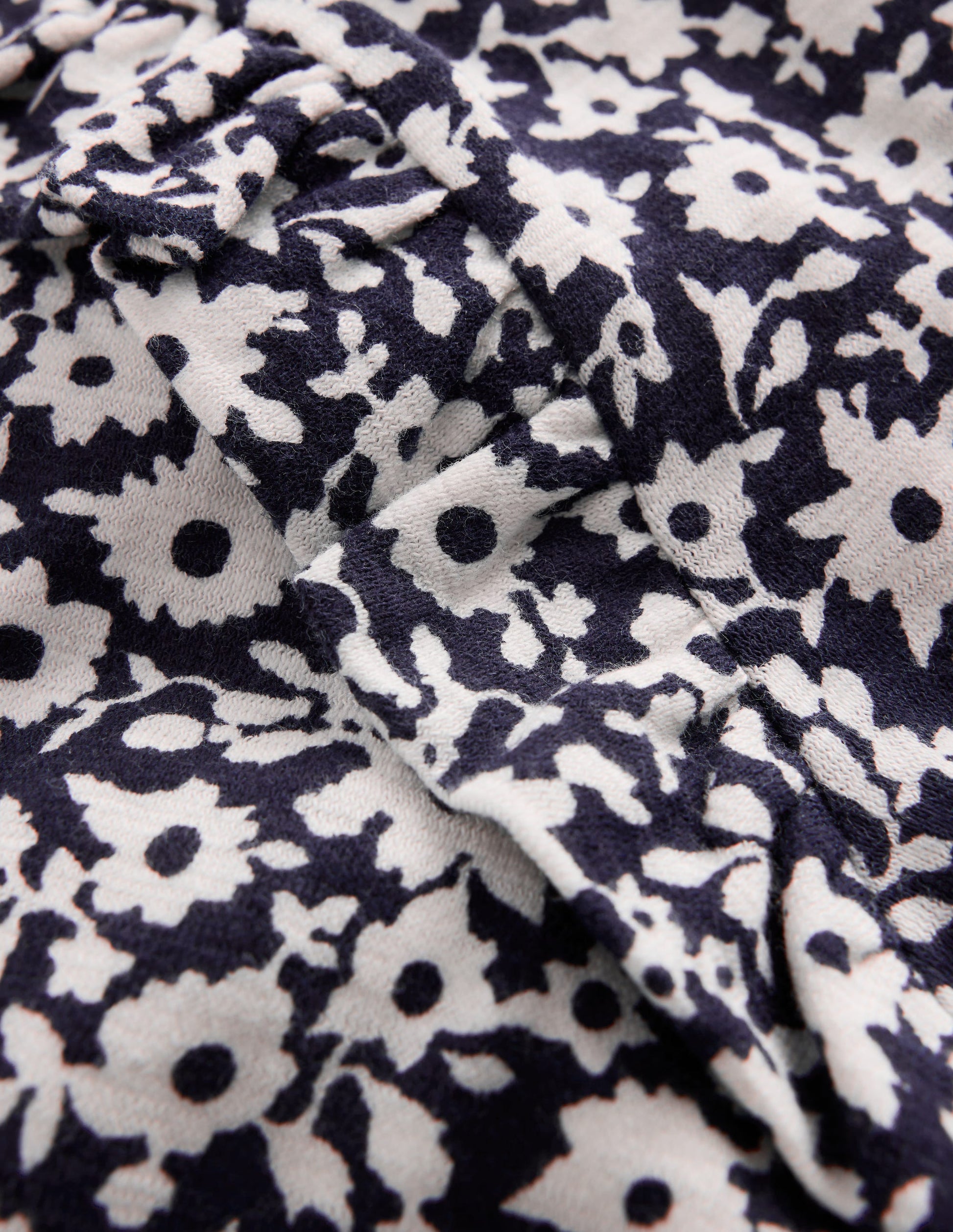 Frill Sleeve Slub Top-Navy Floral-3