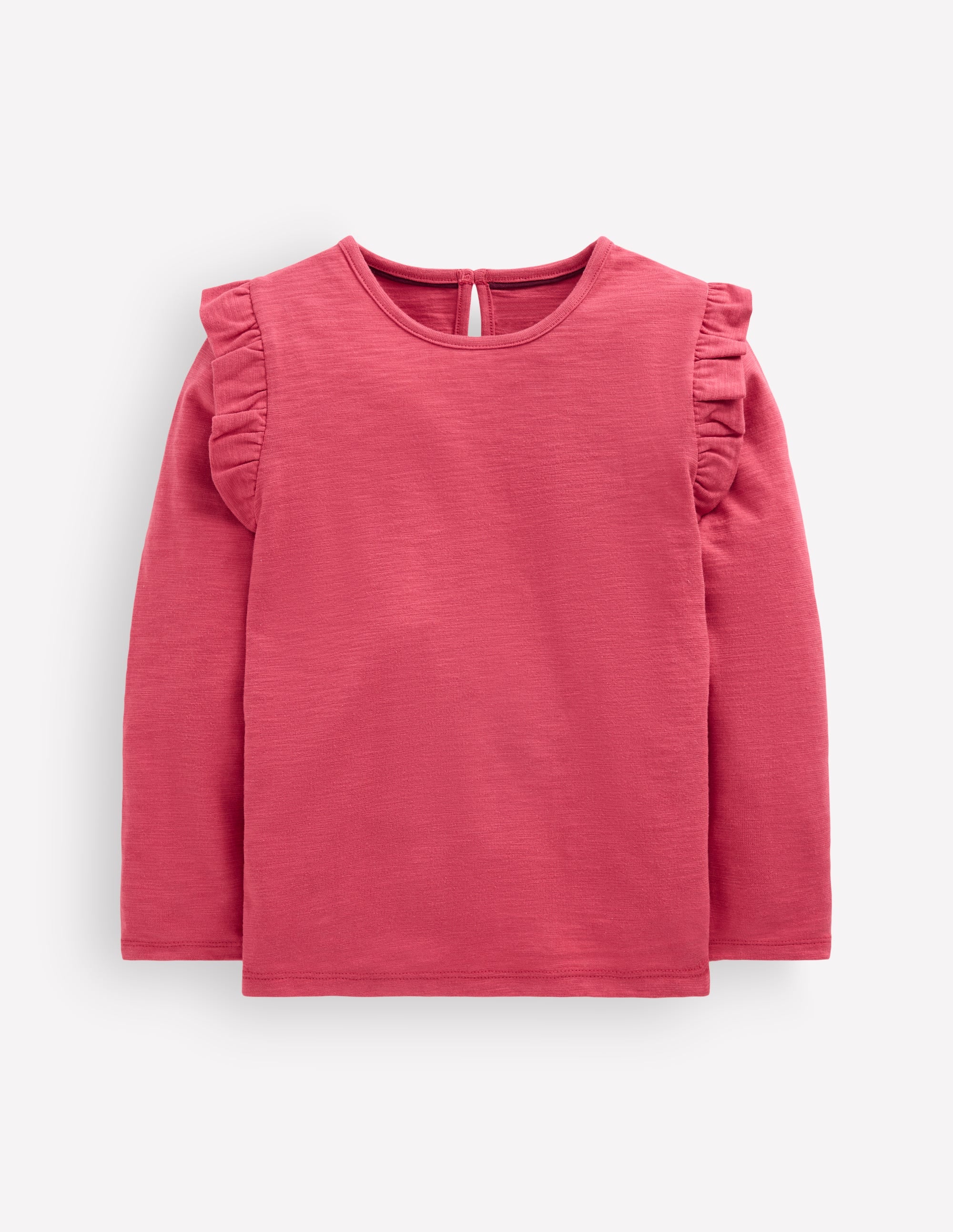 Frill Sleeve Slub Top-Holly Berry - Image 1